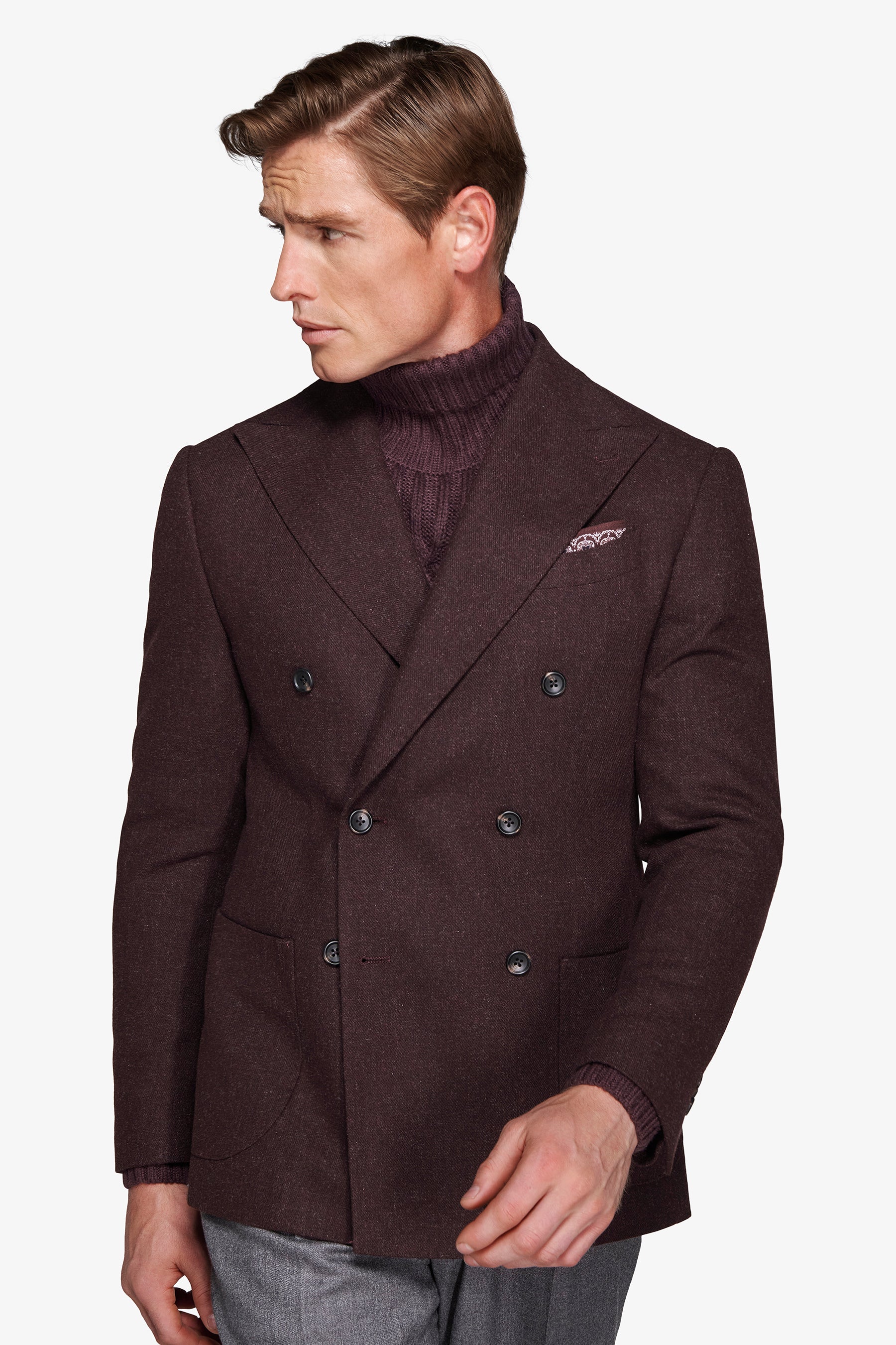 Giacca doppiopetto effetto flanella bordeaux