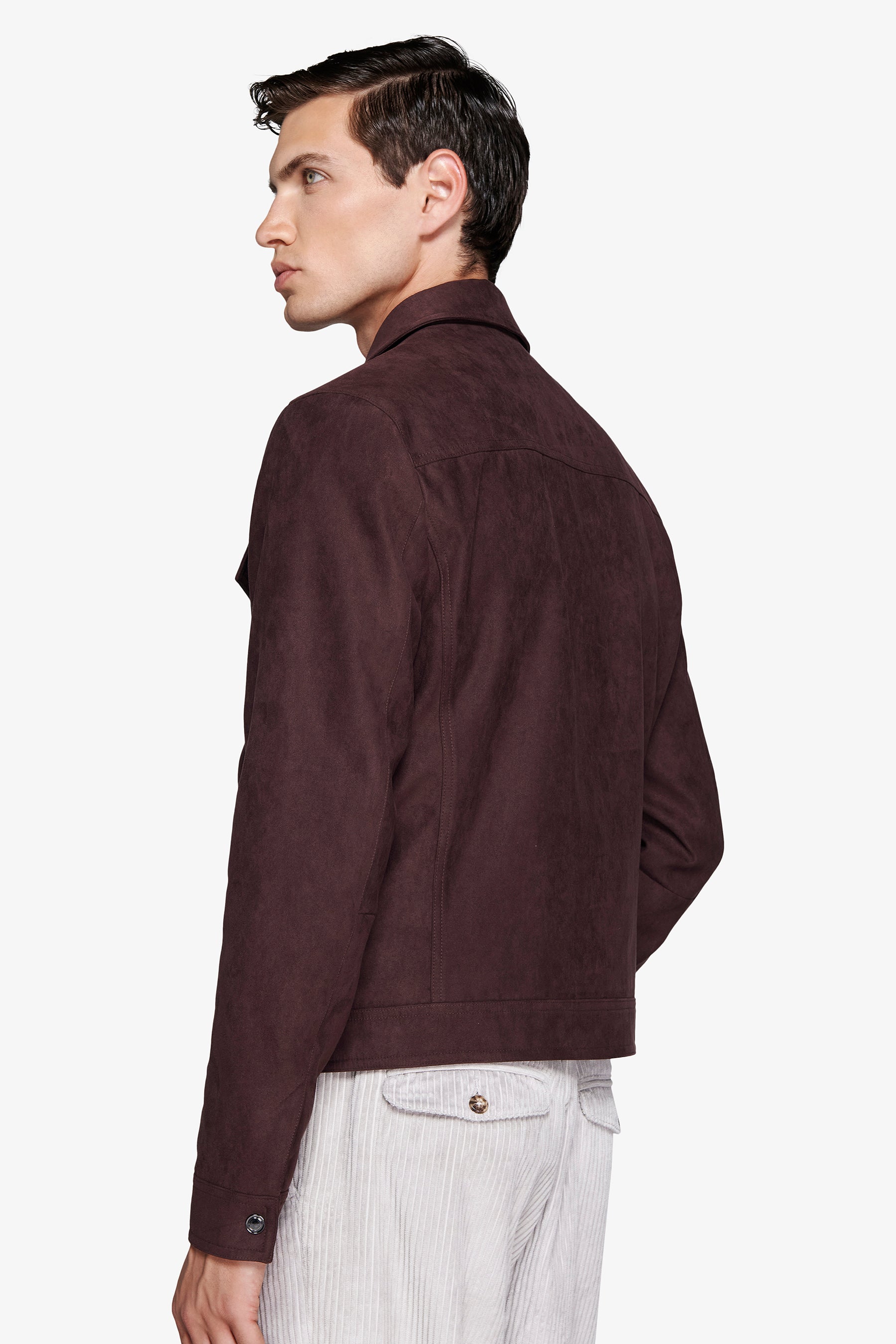 Blouson court en simili-daim bordeaux