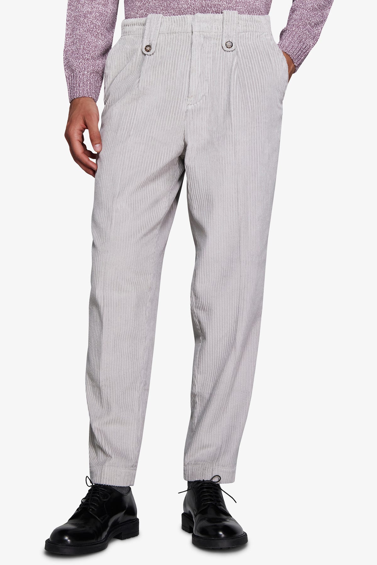 Pantaloni velluto costa larga grigi DNJ