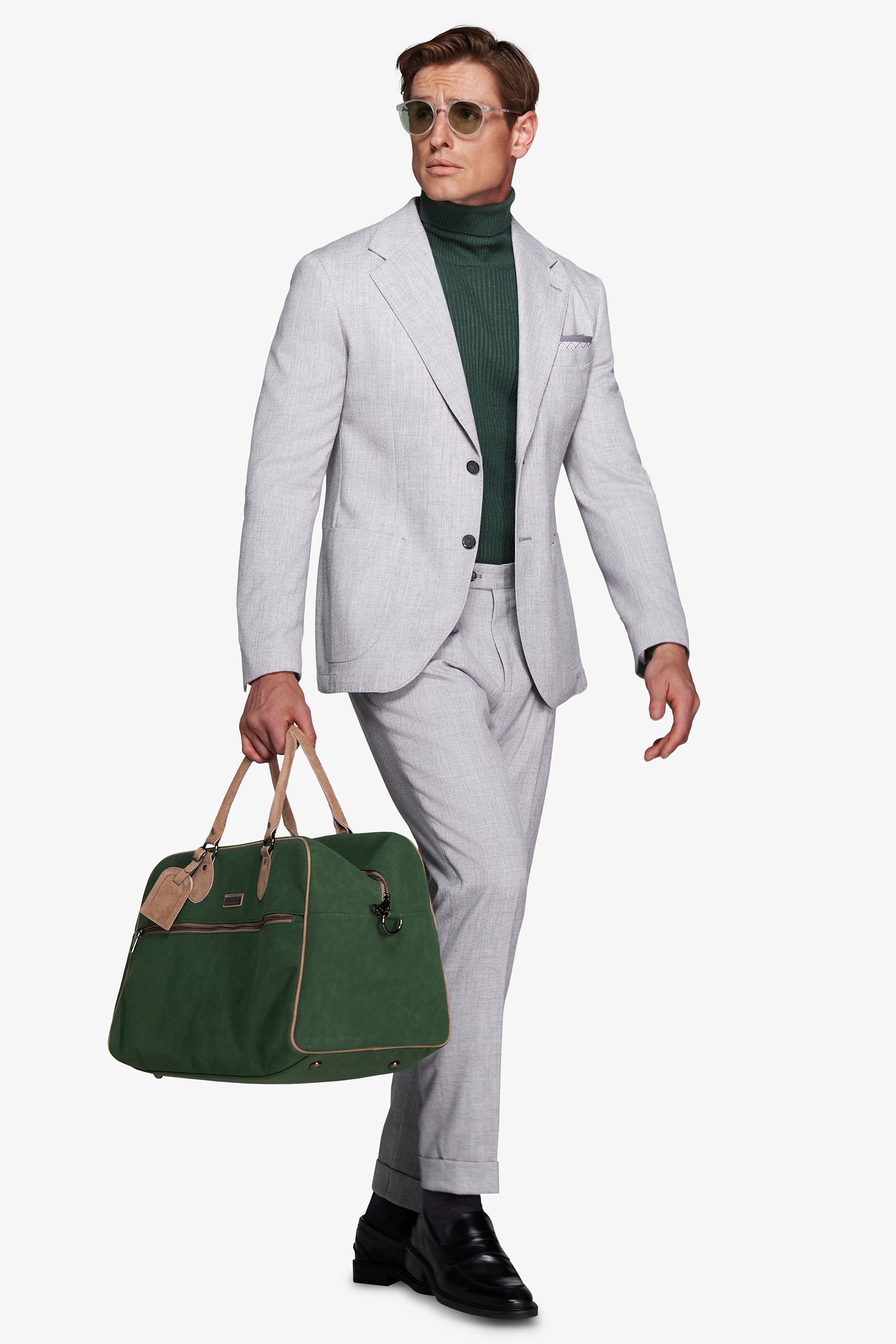 Americana efecto franela gris claro