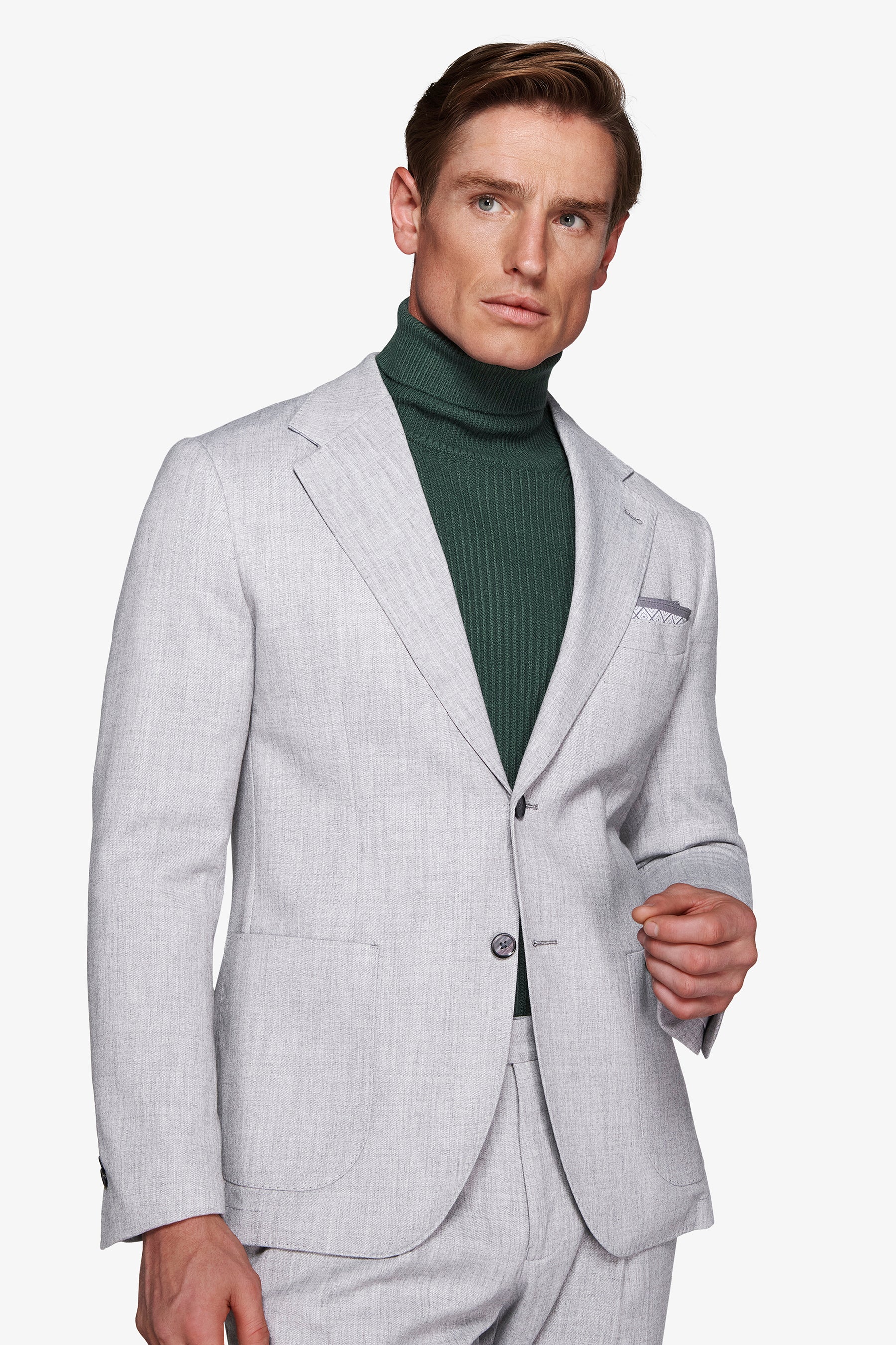 Americana efecto franela gris claro