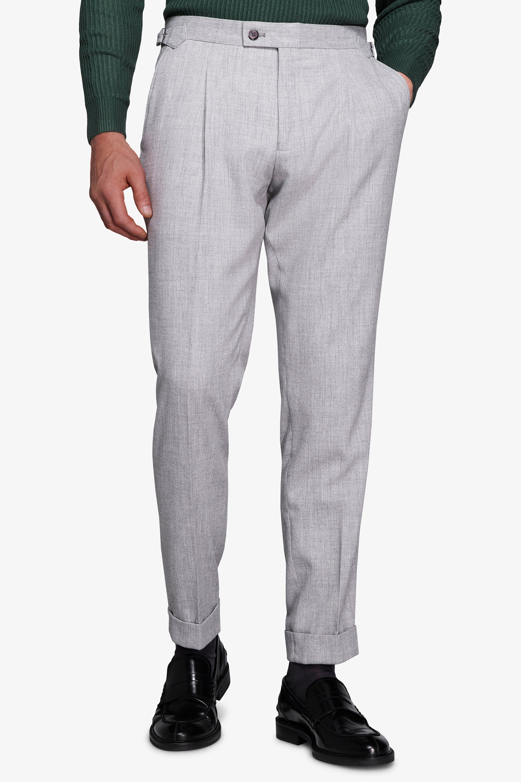 Light gray flannel effect trousers