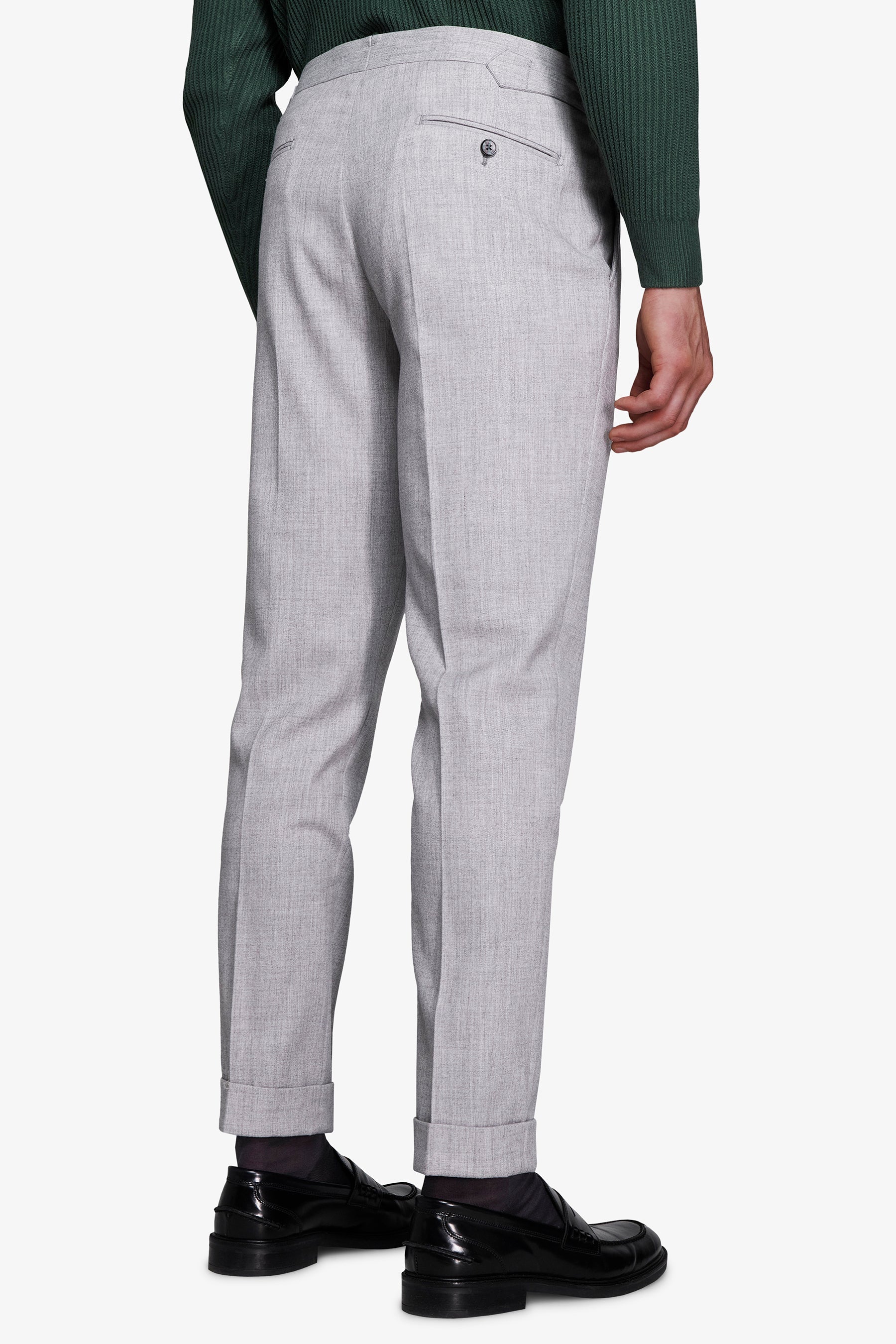 Light gray flannel effect trousers