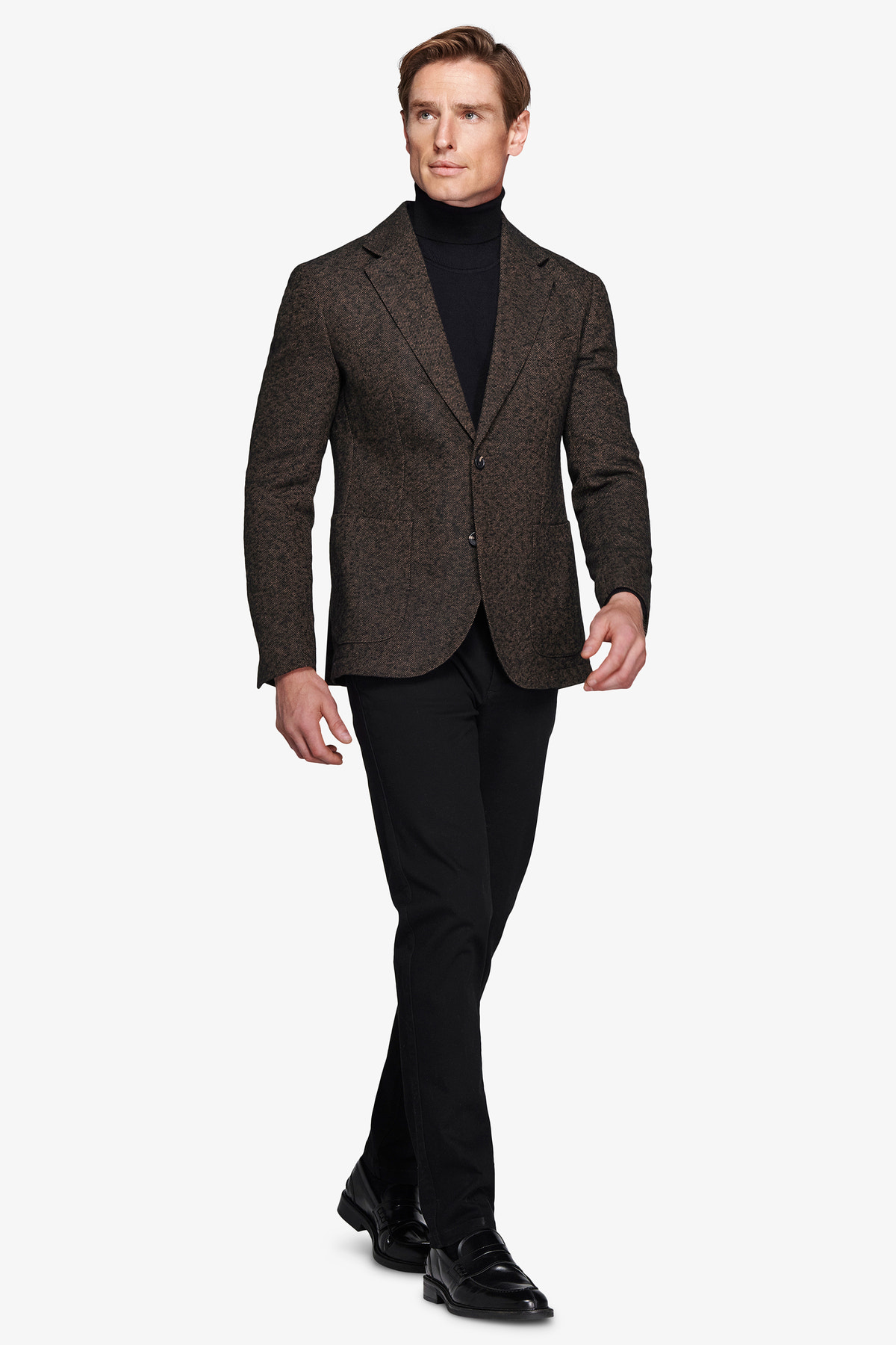 Giacca misto lana Herringbone moro