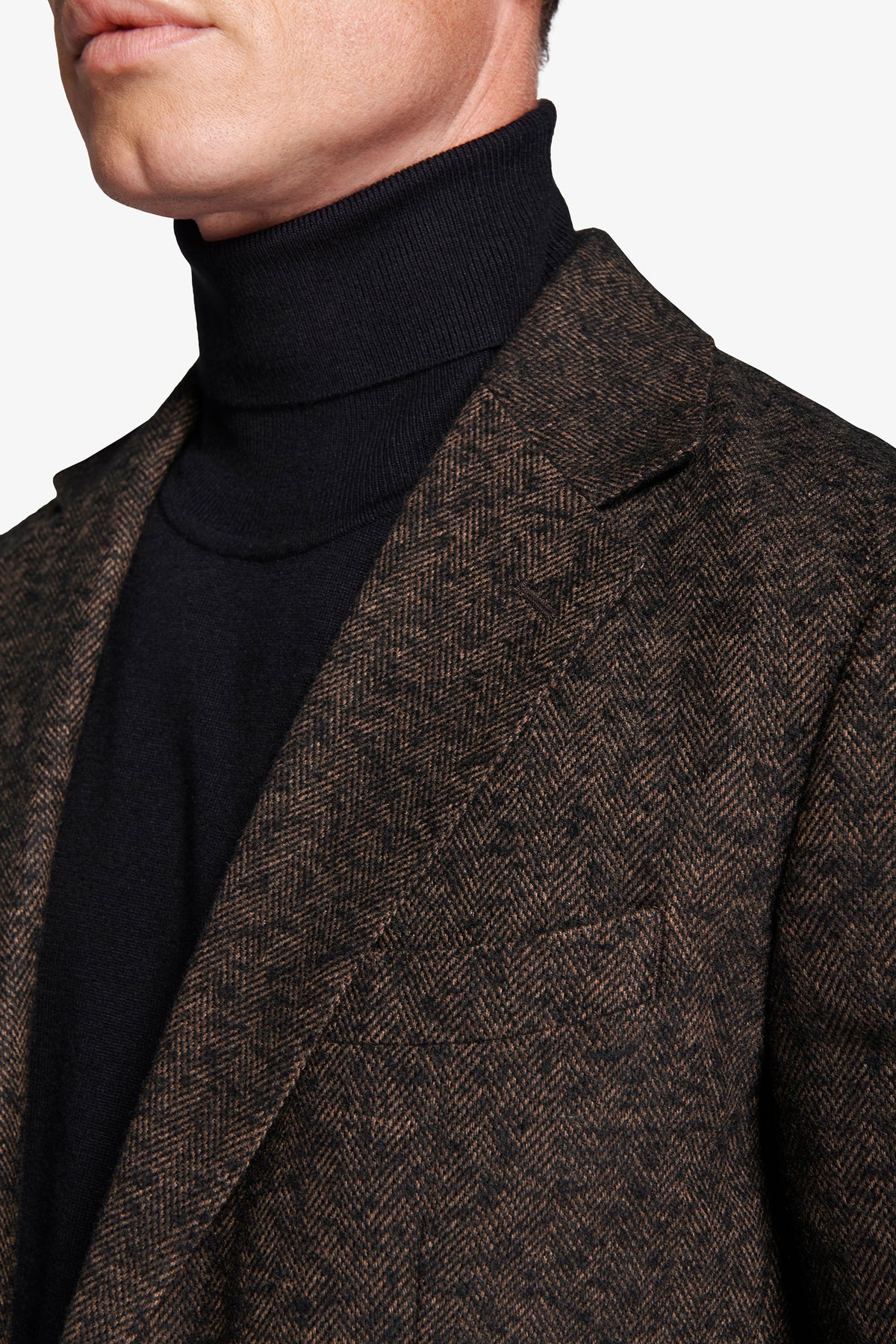 Giacca misto lana Herringbone moro