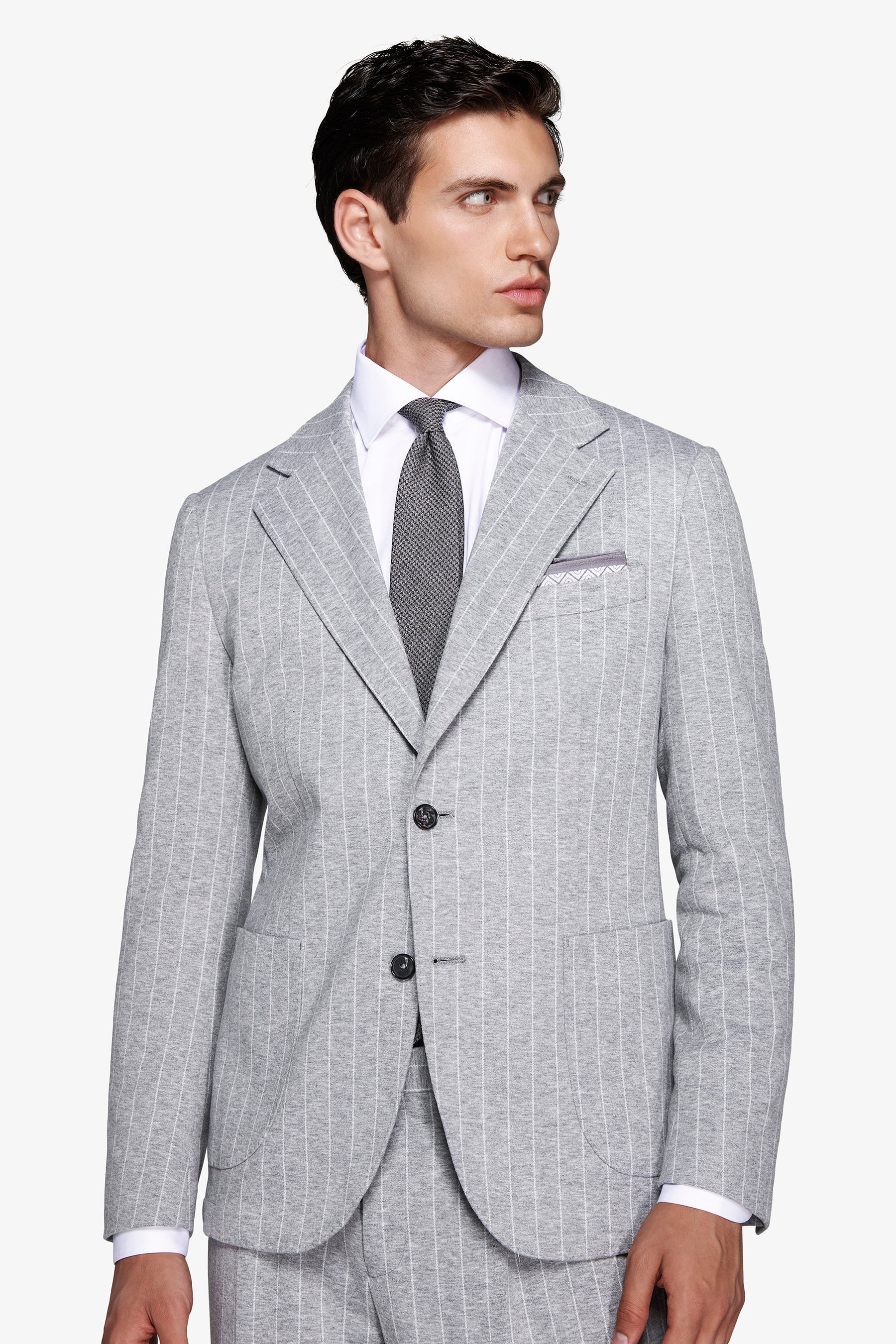 Light gray pinstripe blazer