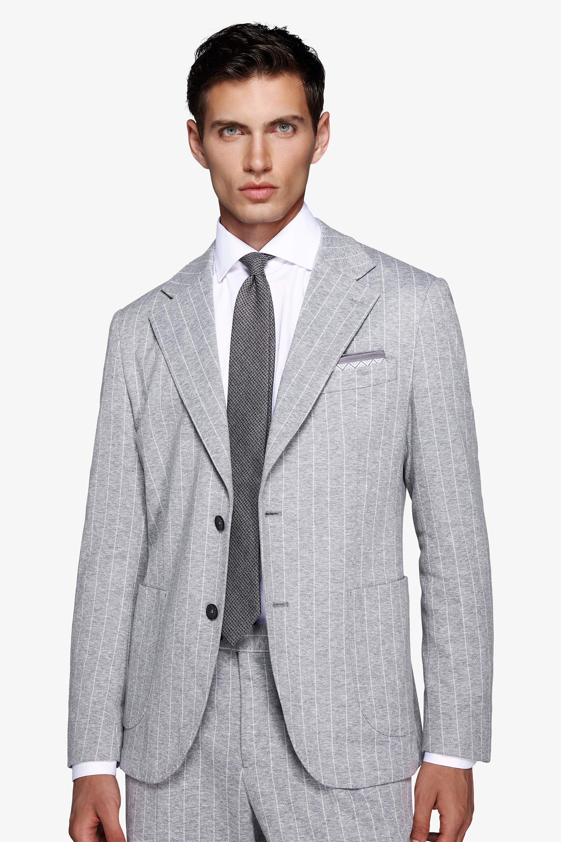 Giacca gessata grigio chiaro-Dan John