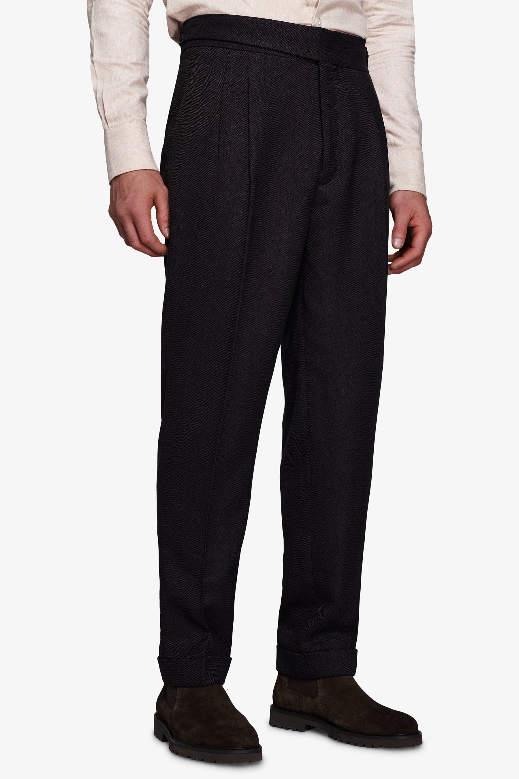 Hose im Flanell-Look gerade geschnitten in Dunkelbraun
