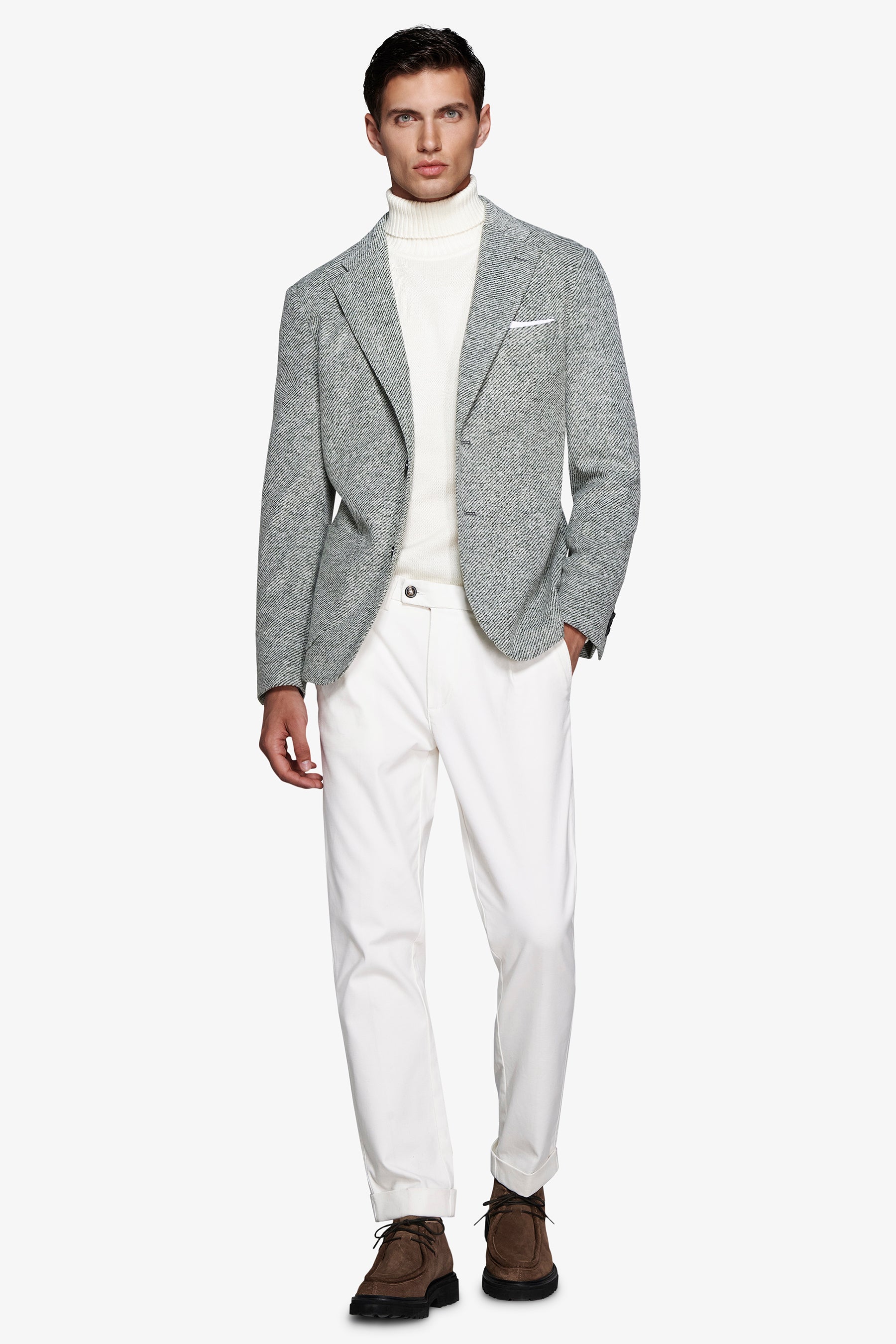 Green diagonal jersey blazer