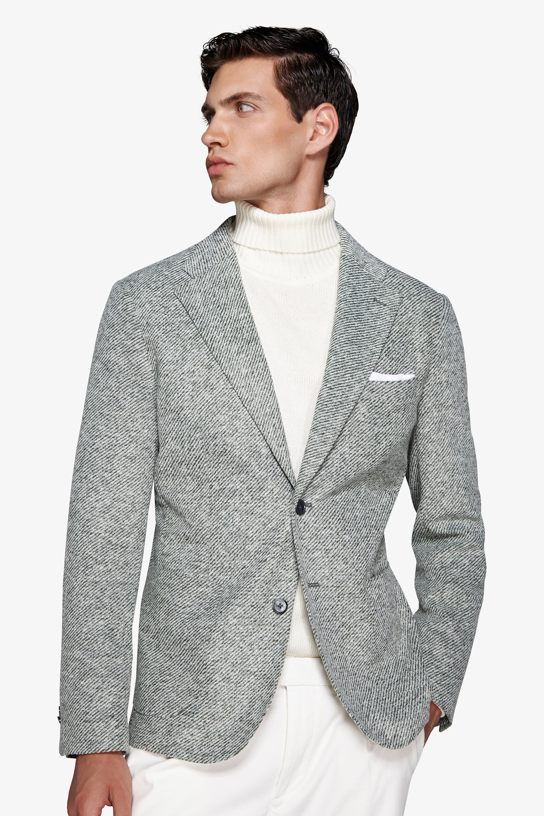 Green diagonal jersey blazer