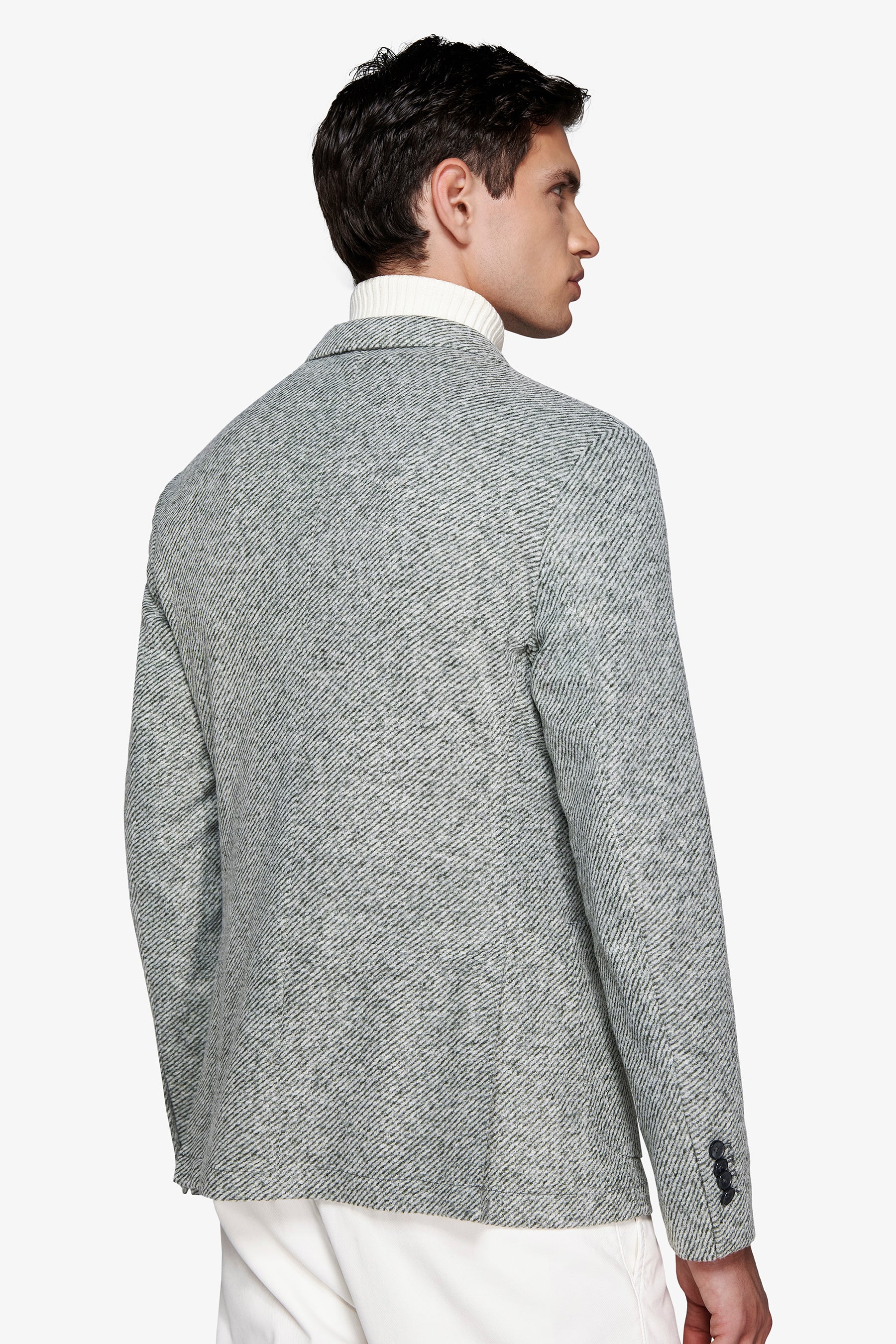 Green diagonal jersey blazer