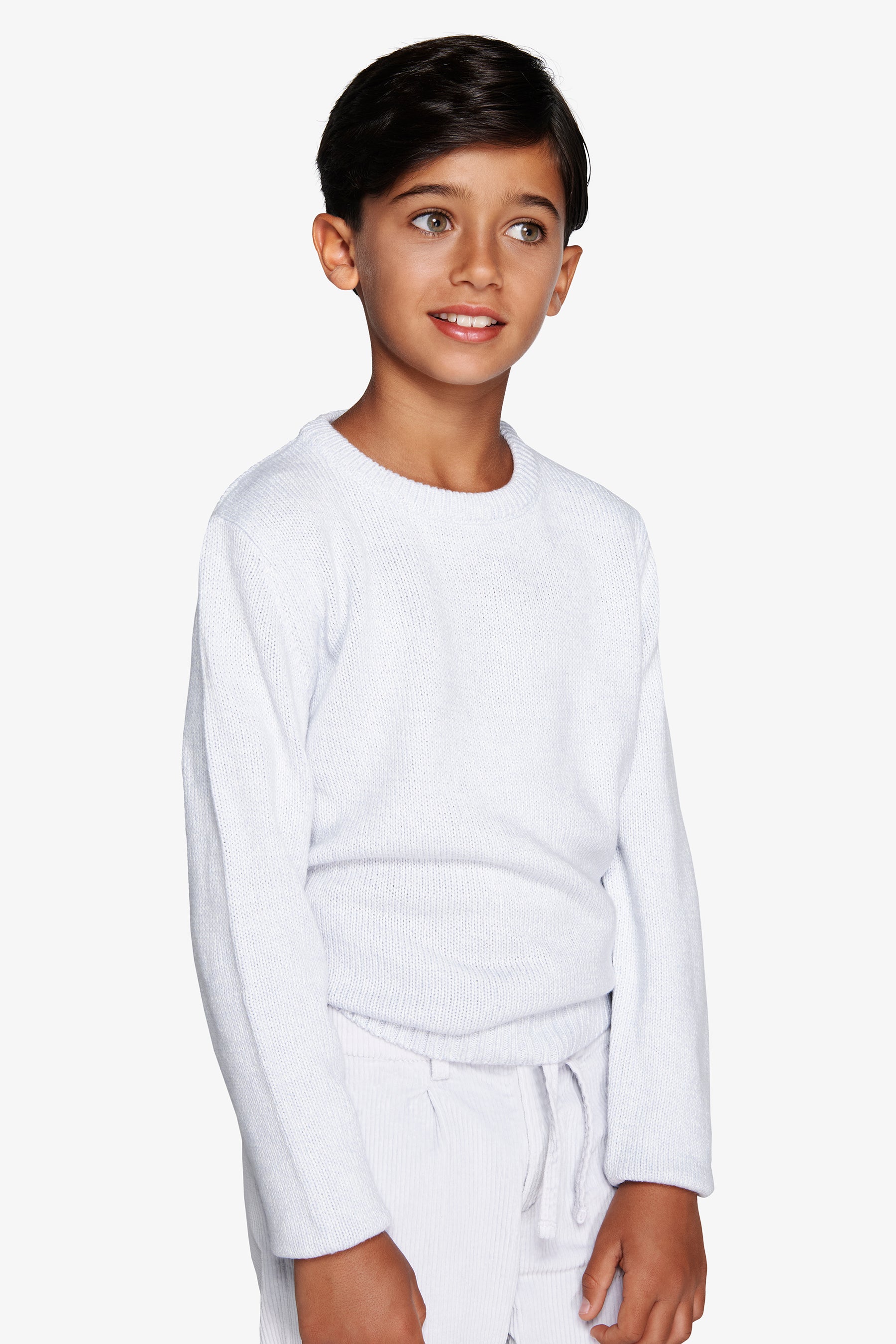 Maglia girocollo mouline' celeste Kids