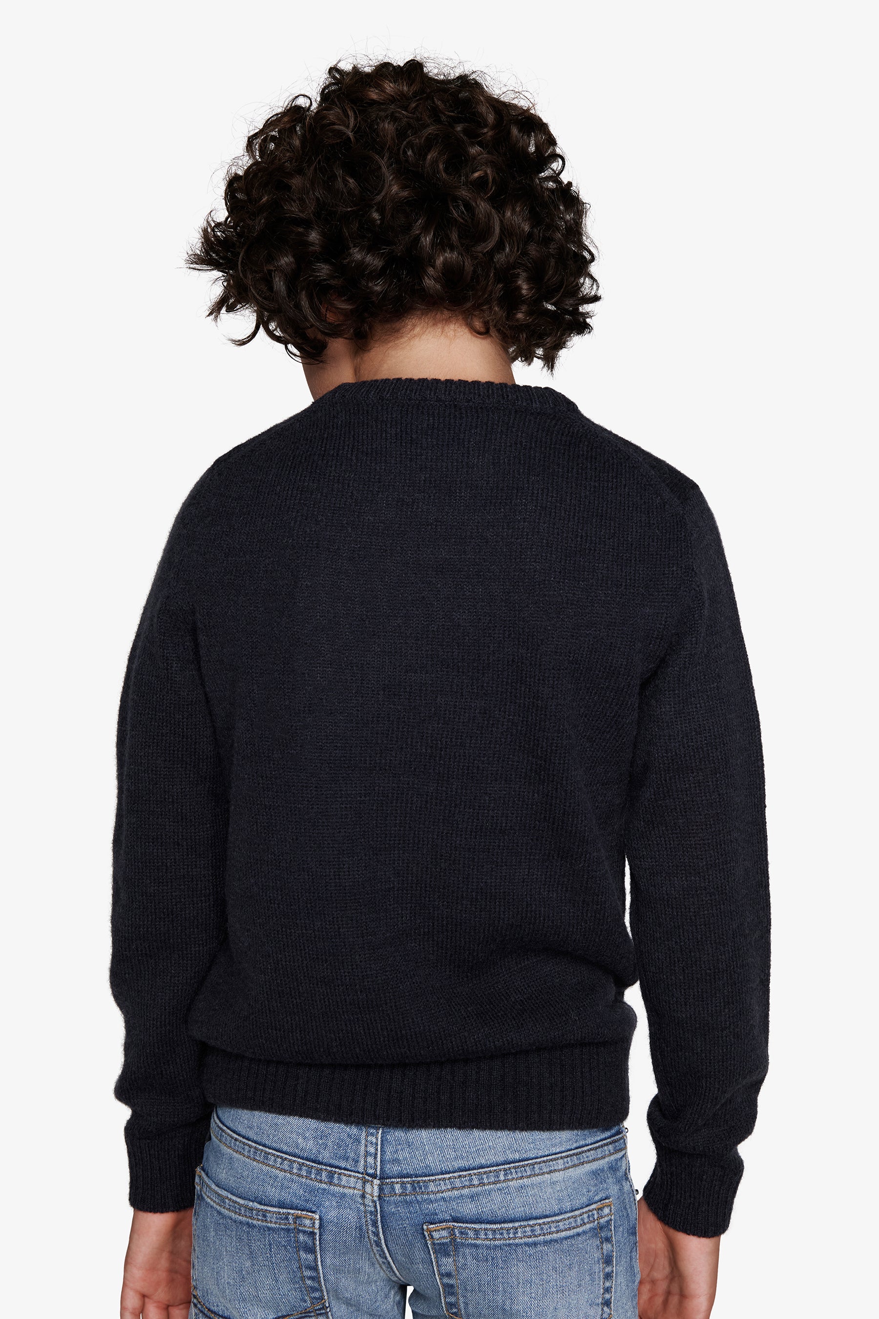 Pull bleu col rond logo kids