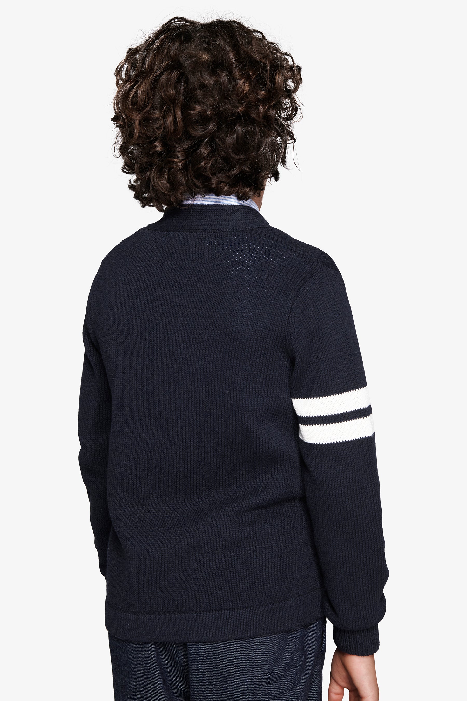 Cardigan bleu à col en V pour enfant