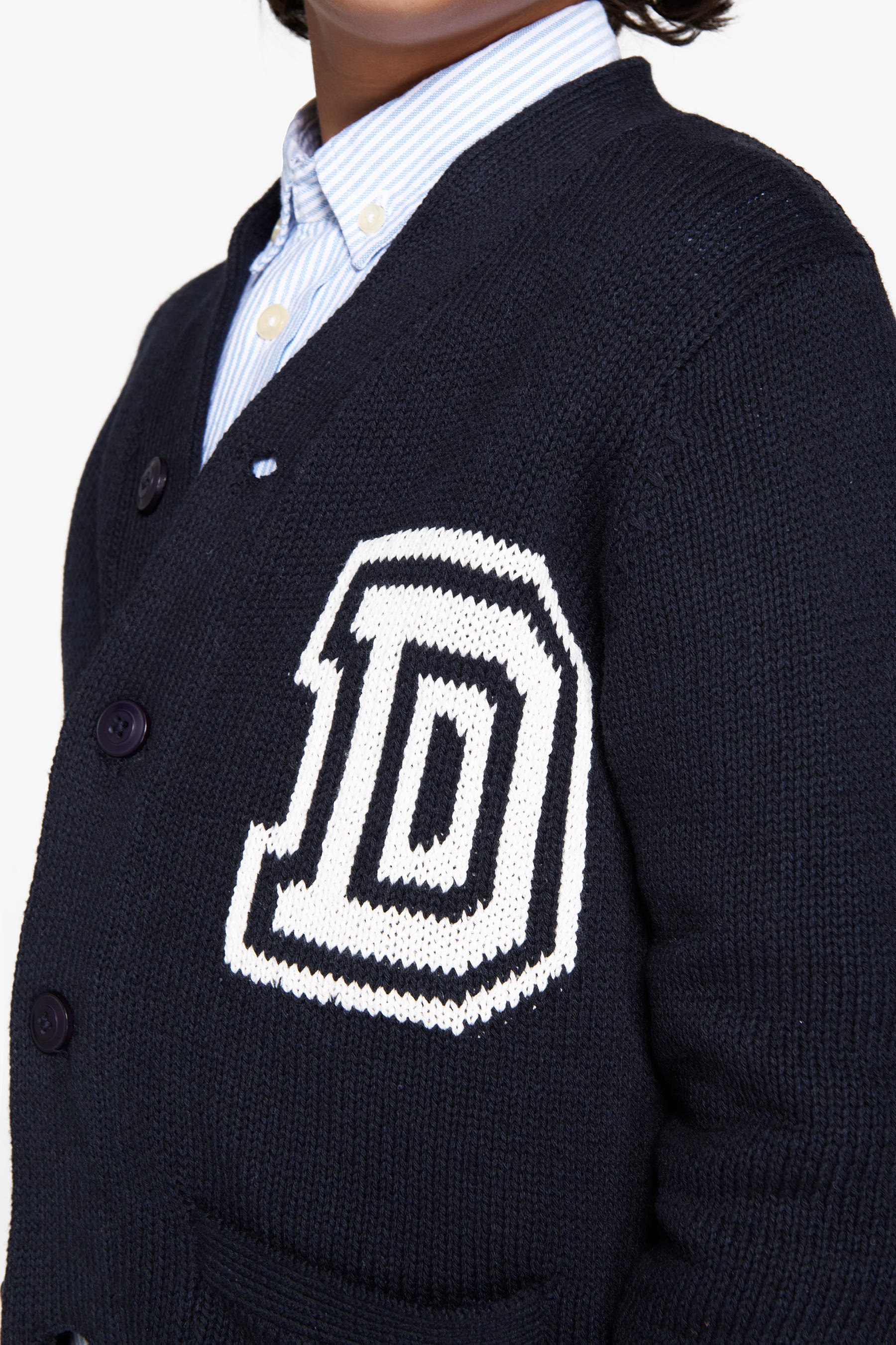 Cardigan scollo a V blu Kids-Dan John