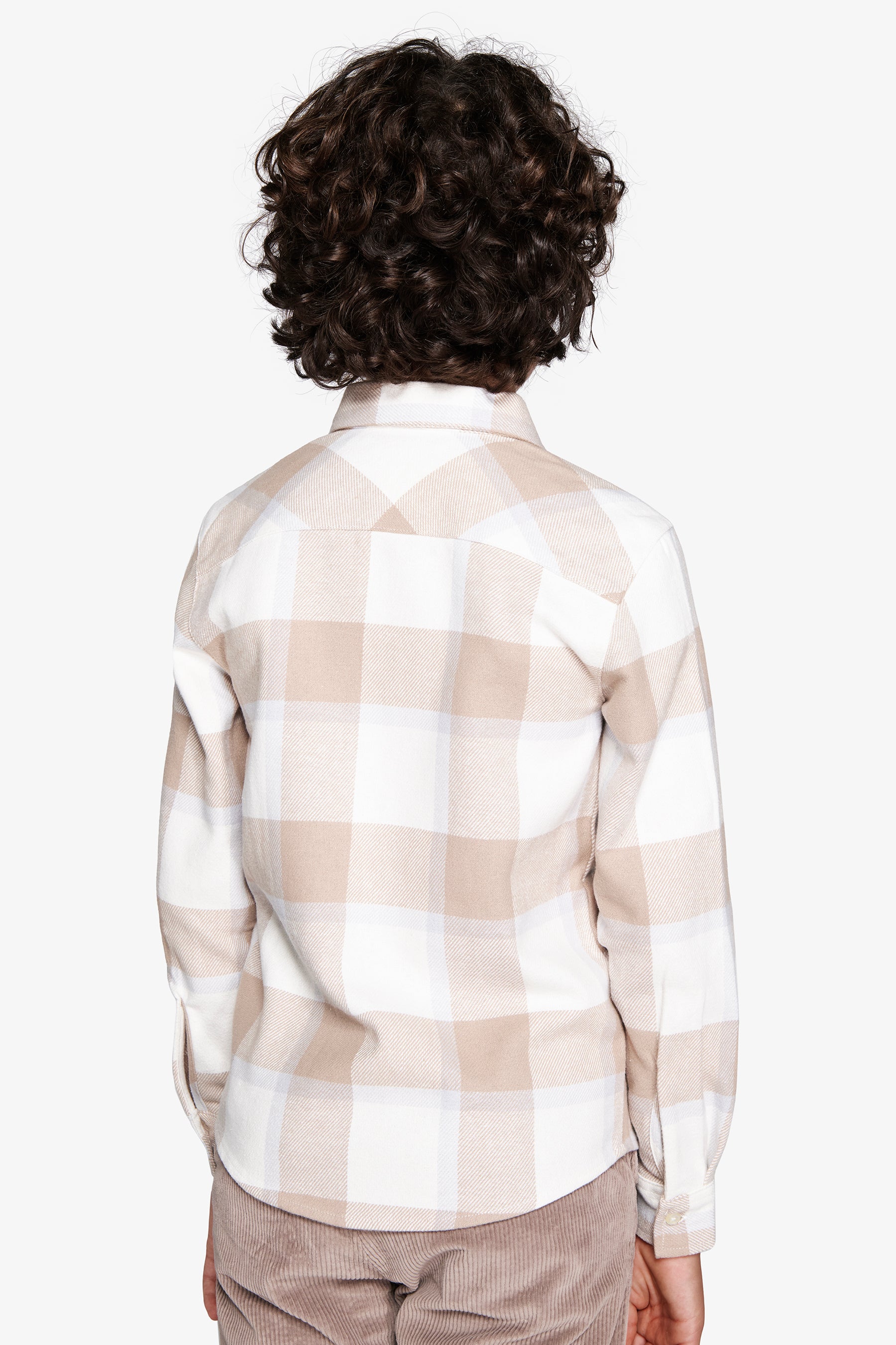KIDS Cream check shirt