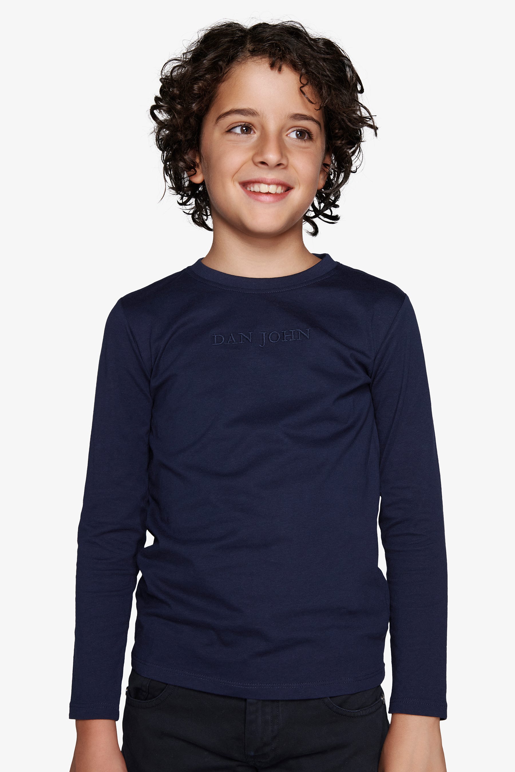 T-shirt con ricamo blu Kids-Dan John