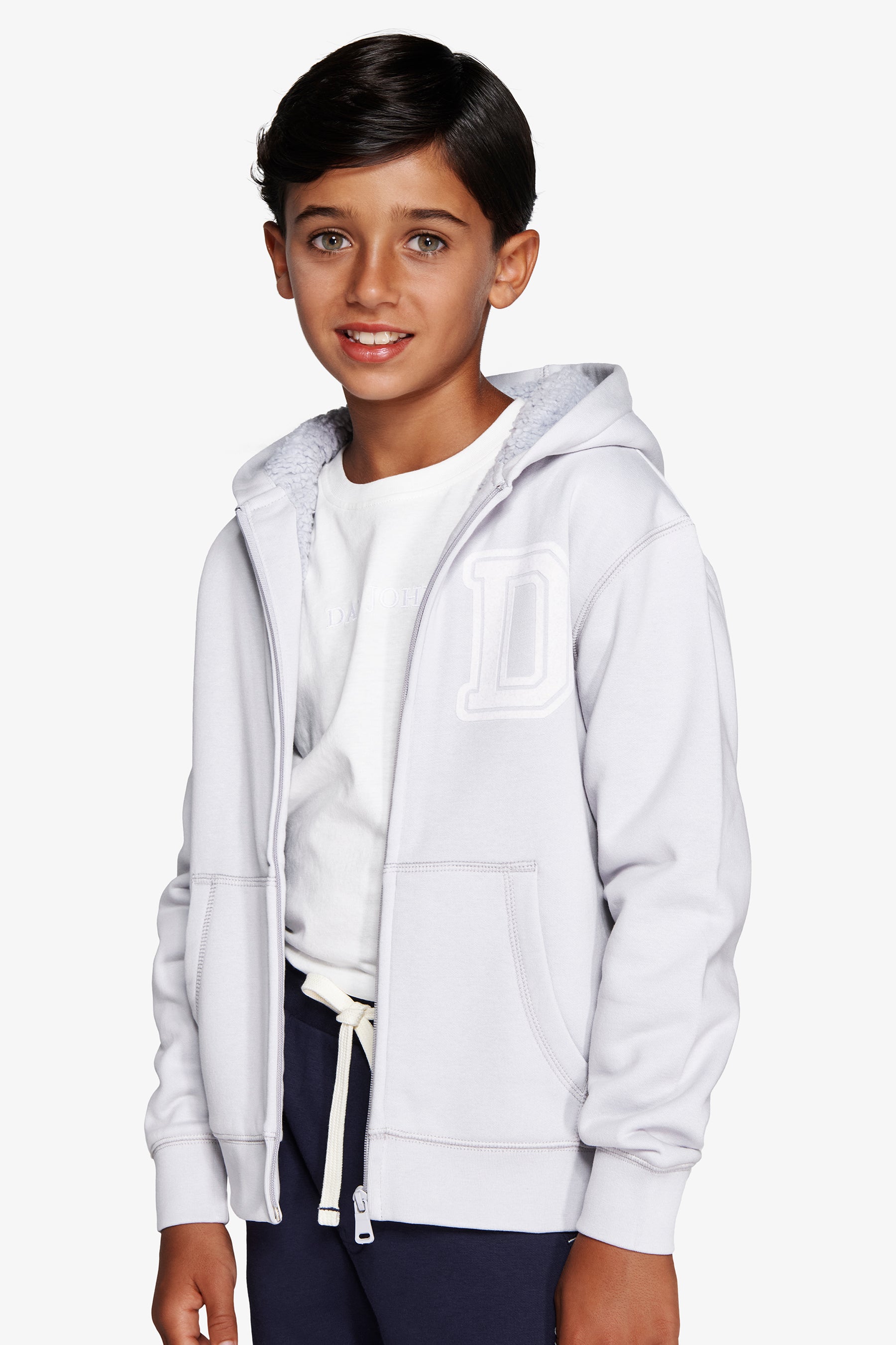 KIDS Light blue hooded full-zip sweater