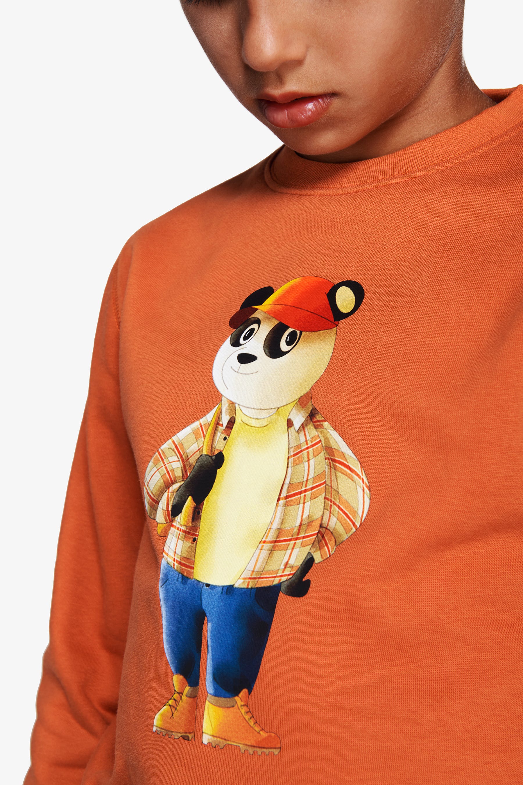 Felpa girocollo con stampa arancio Kids-Dan John