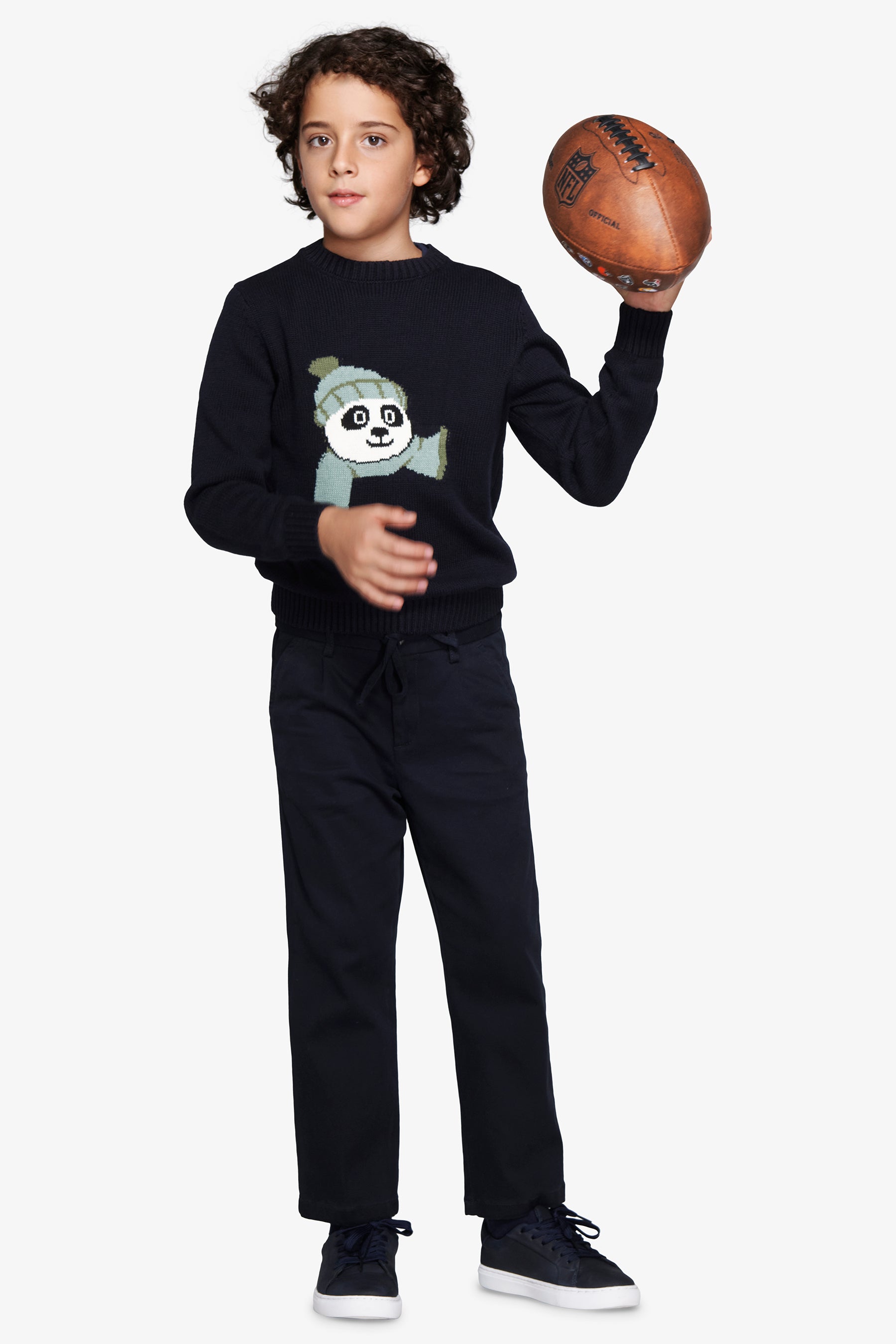 Pull col rond en jacquard bleu Kids