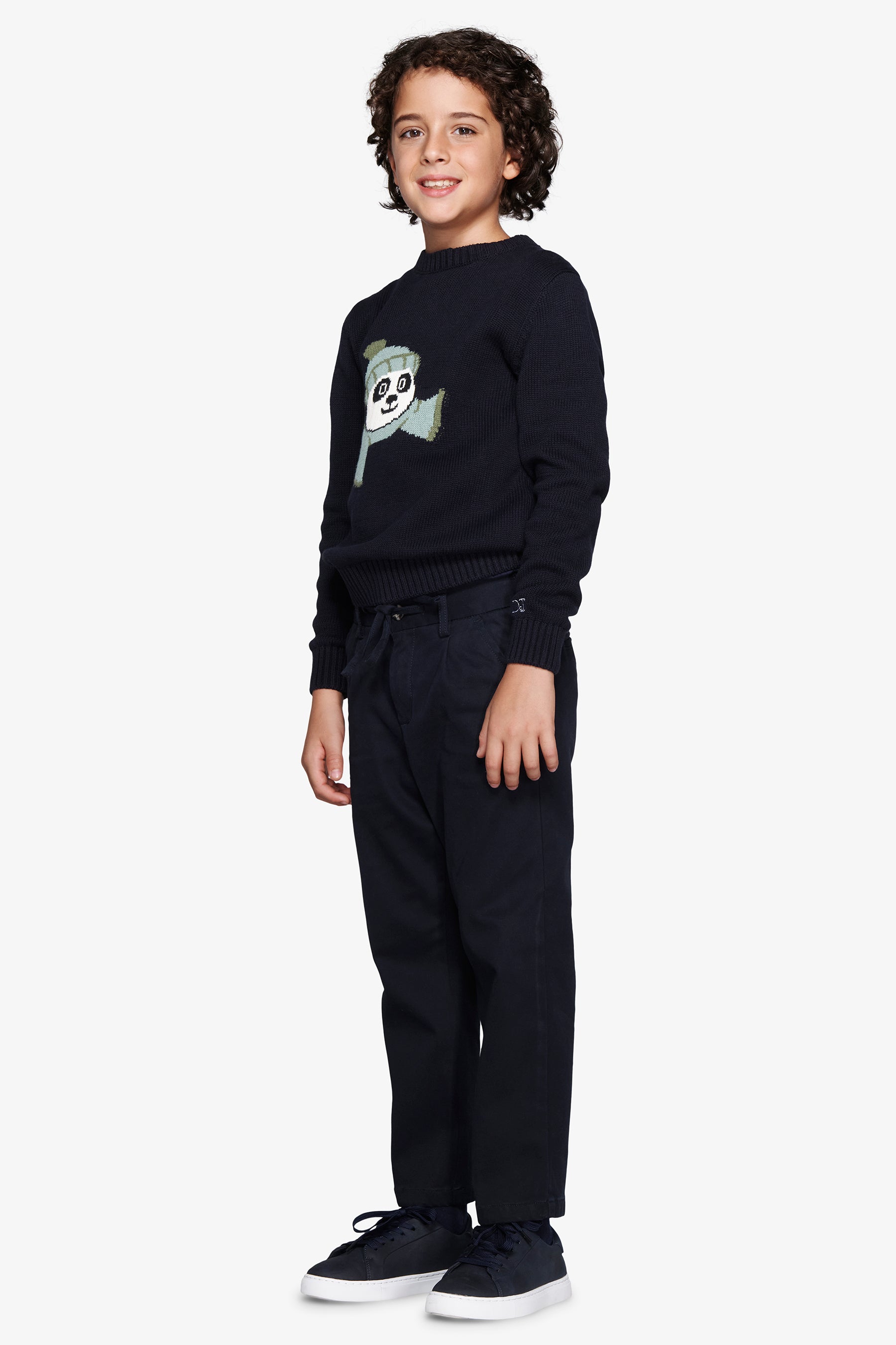 Pull col rond en jacquard bleu Kids