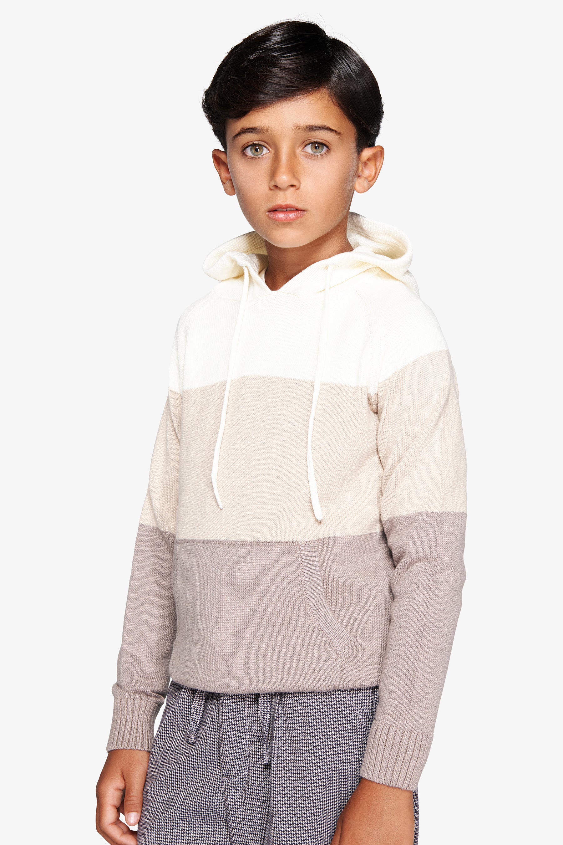 Kinder-Strickpullover im Farbblockdesign