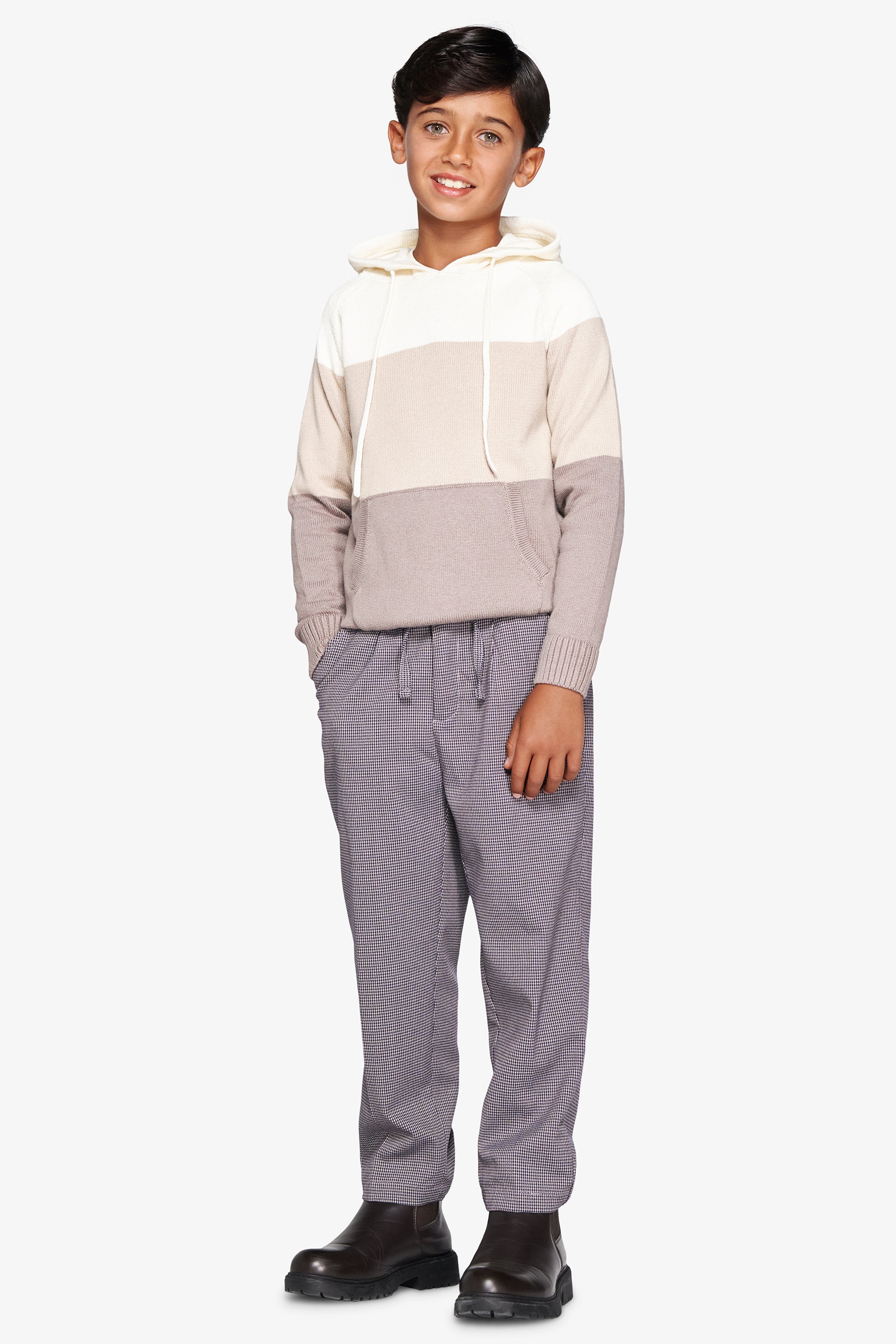 Kinder-Strickpullover im Farbblockdesign