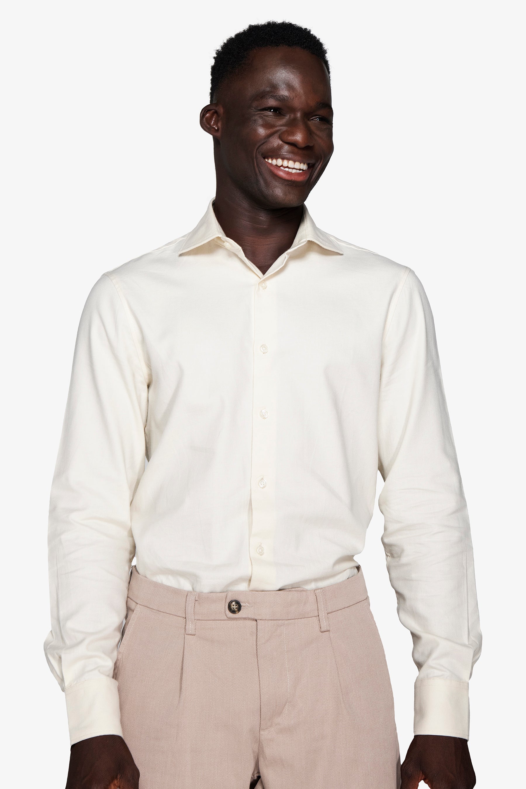 Camicia effetto flanella panna