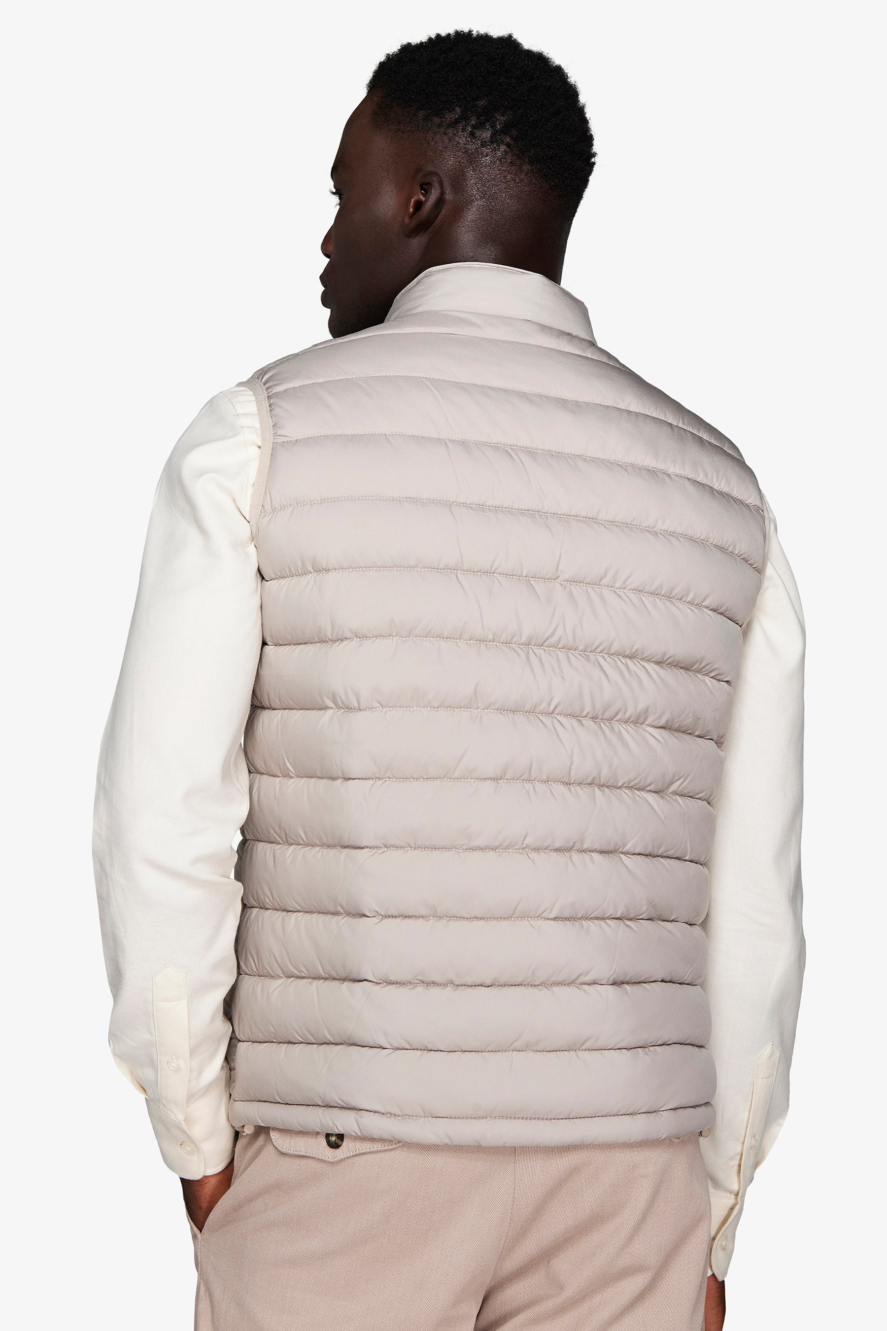 Gilet full zip trapuntato beige