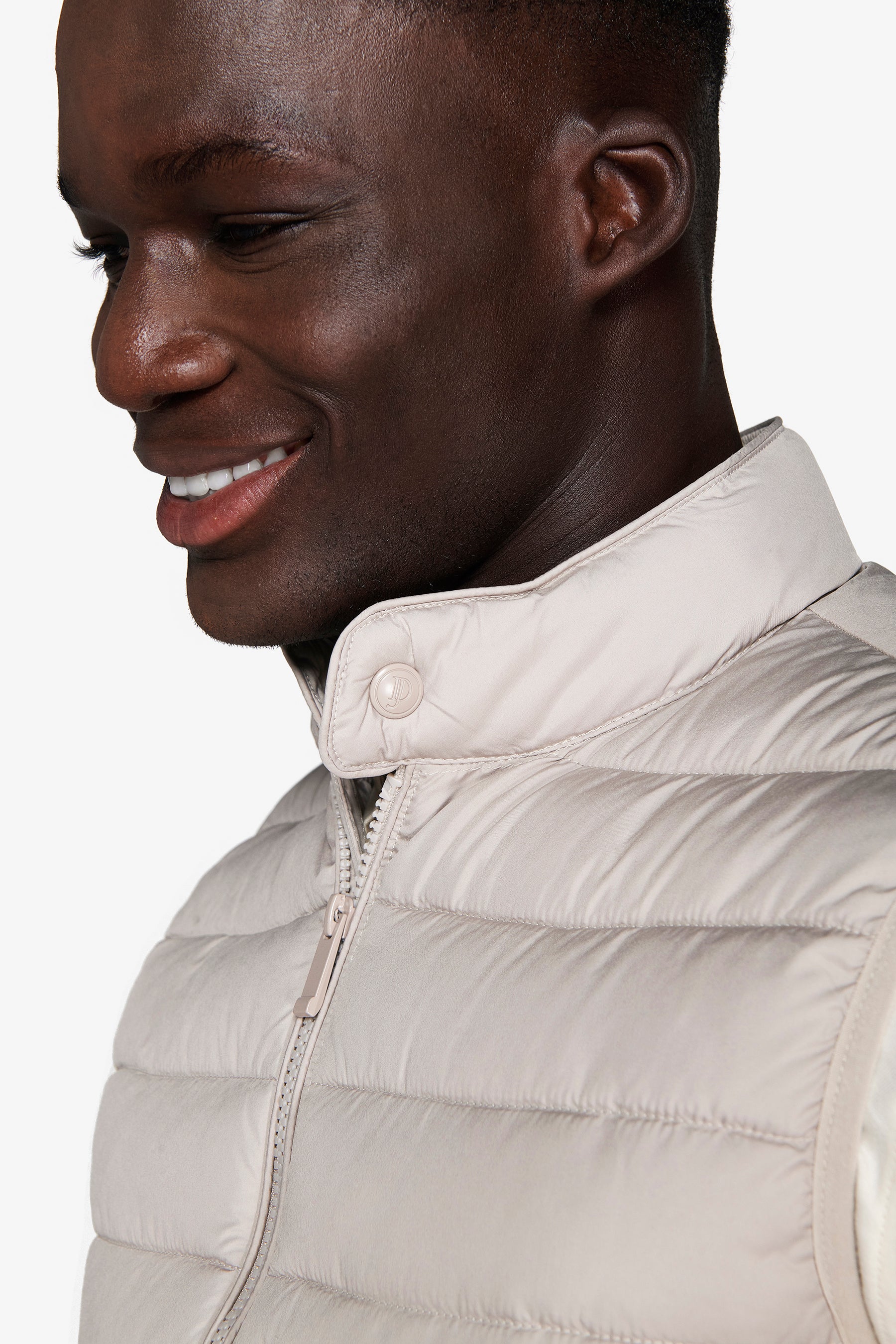 Gilet full zip trapuntato beige