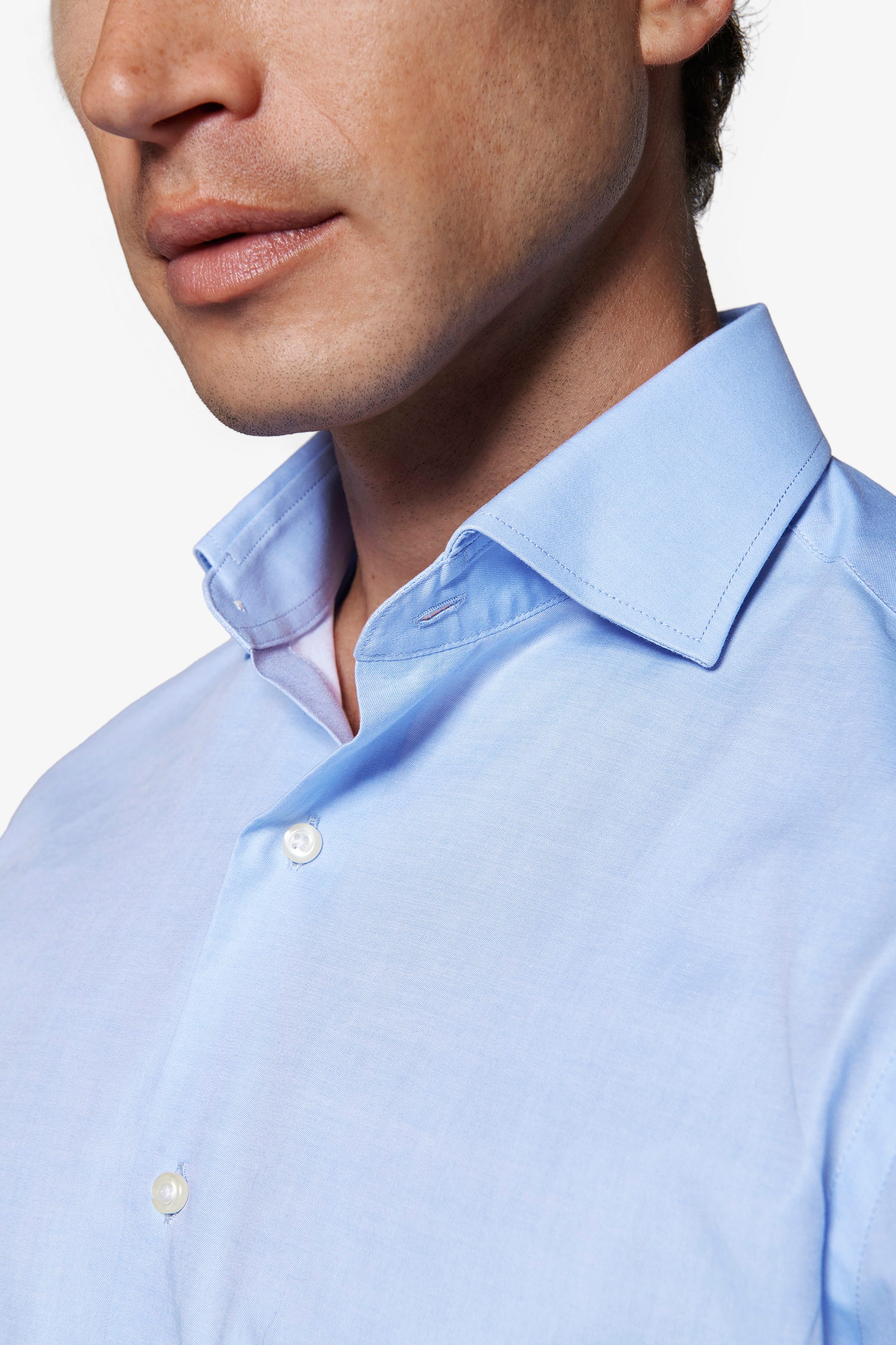 Camicia unita twill celeste slim-Dan John