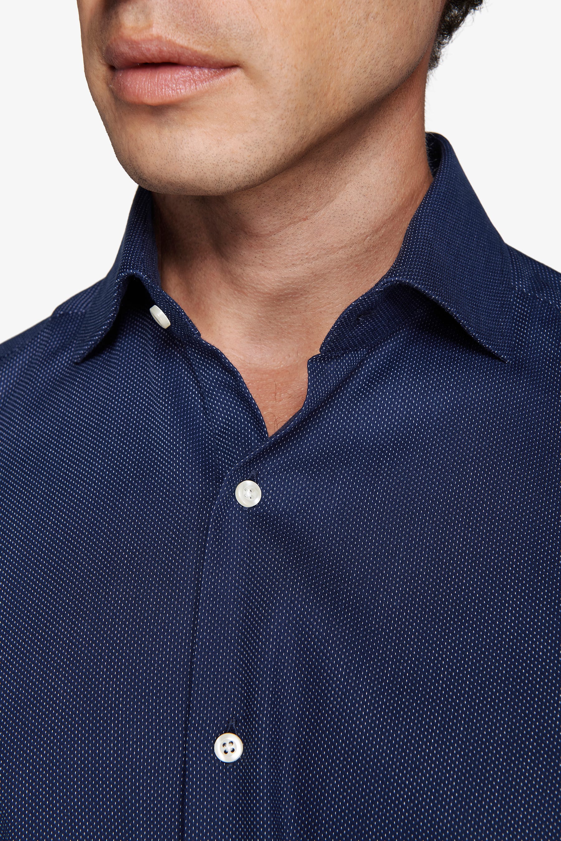 Camicia fantasia punta spillo blu scuro slim-Dan John