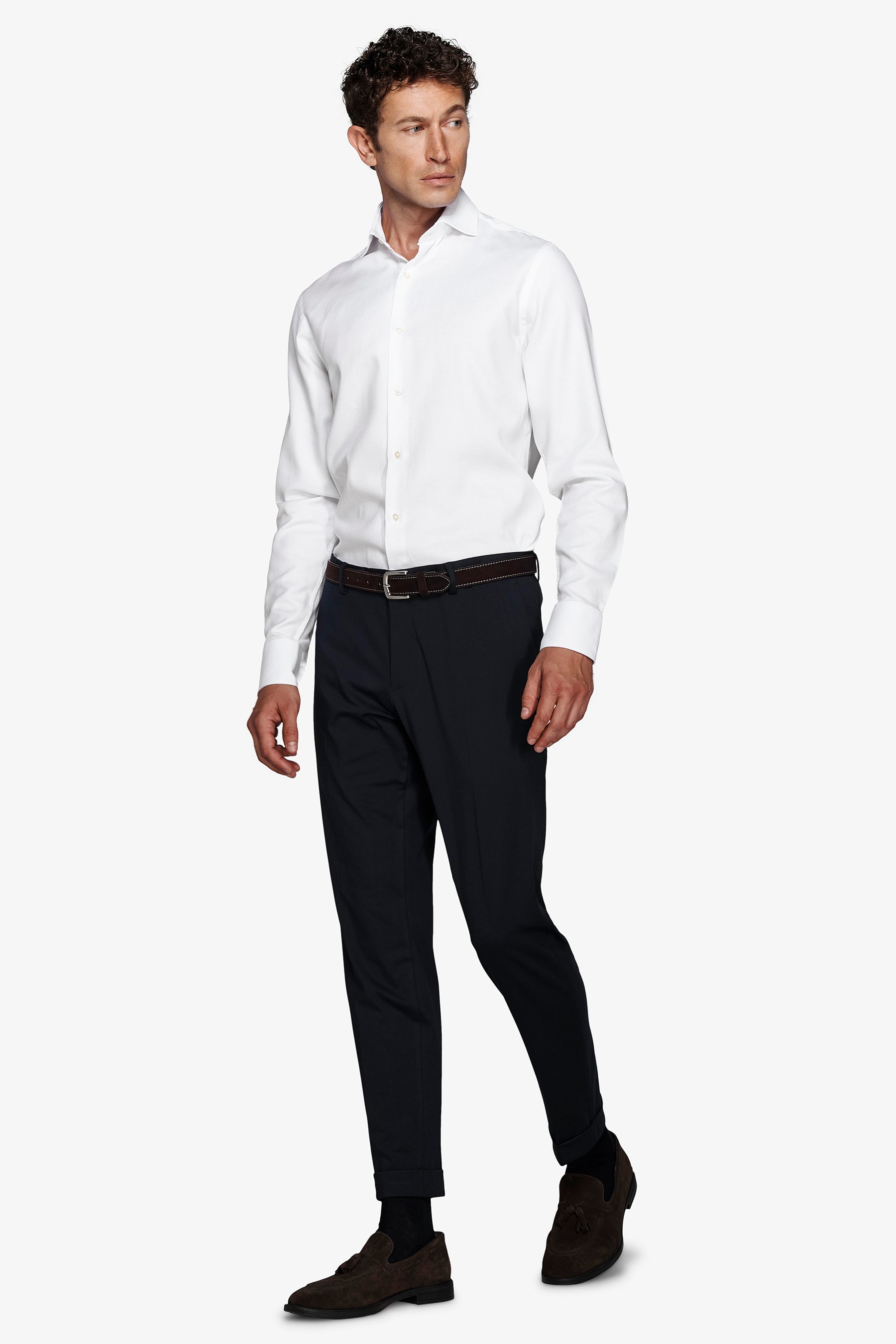 Slim-fit white textured ‘la Picoco’ shirt