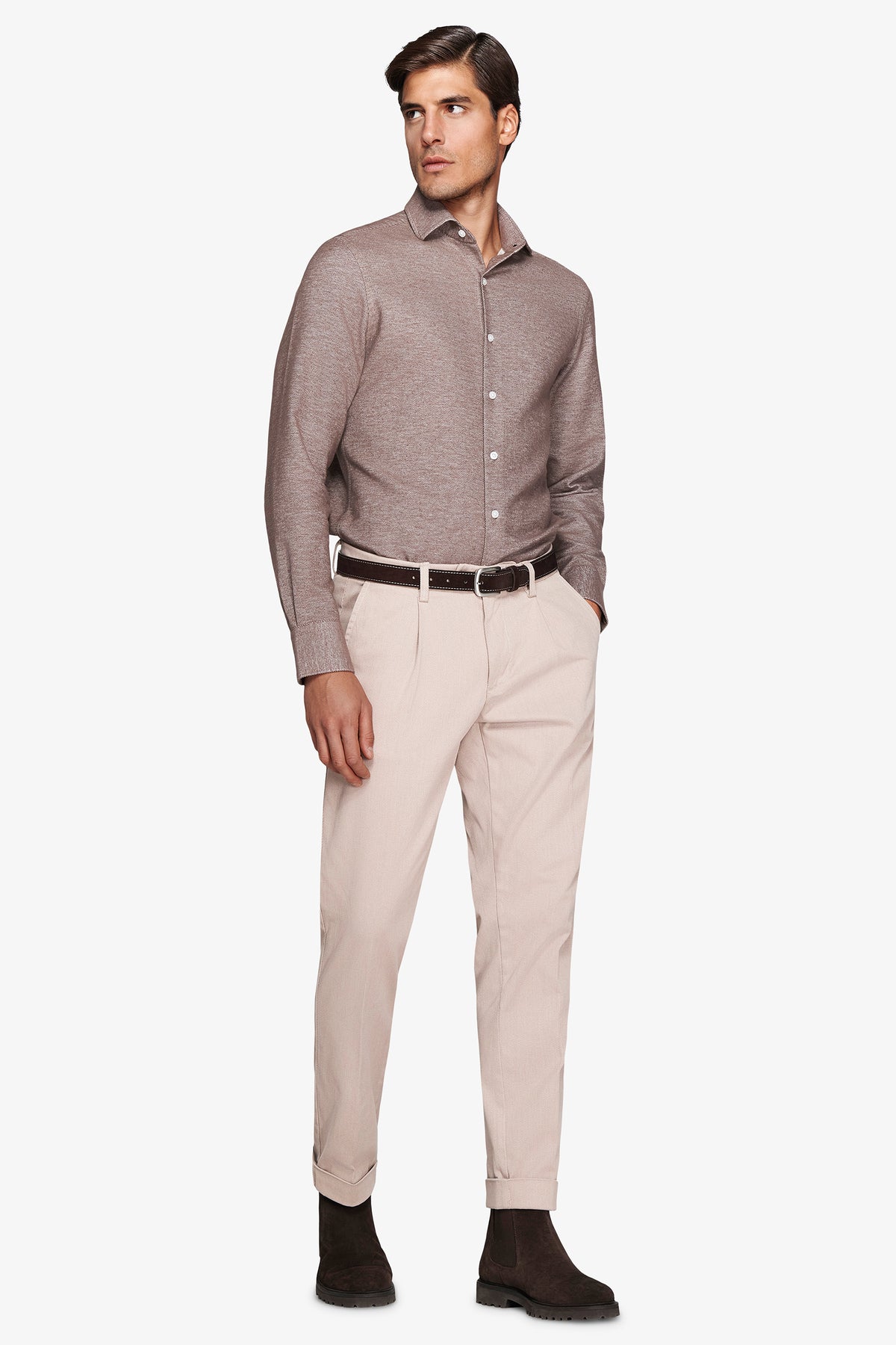 CAMICIA FLANELLA MELANGE TORTORA-Dan John