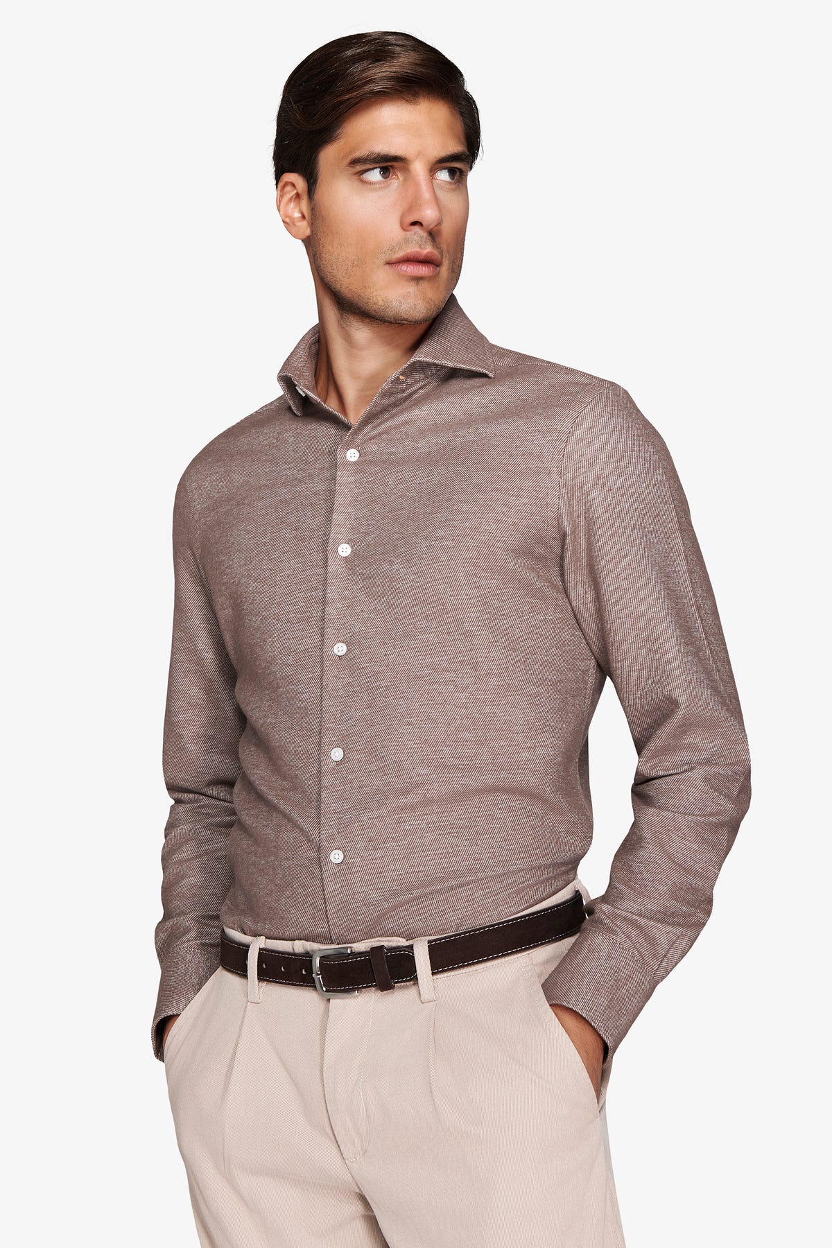 CAMICIA FLANELLA MELANGE TORTORA-Dan John