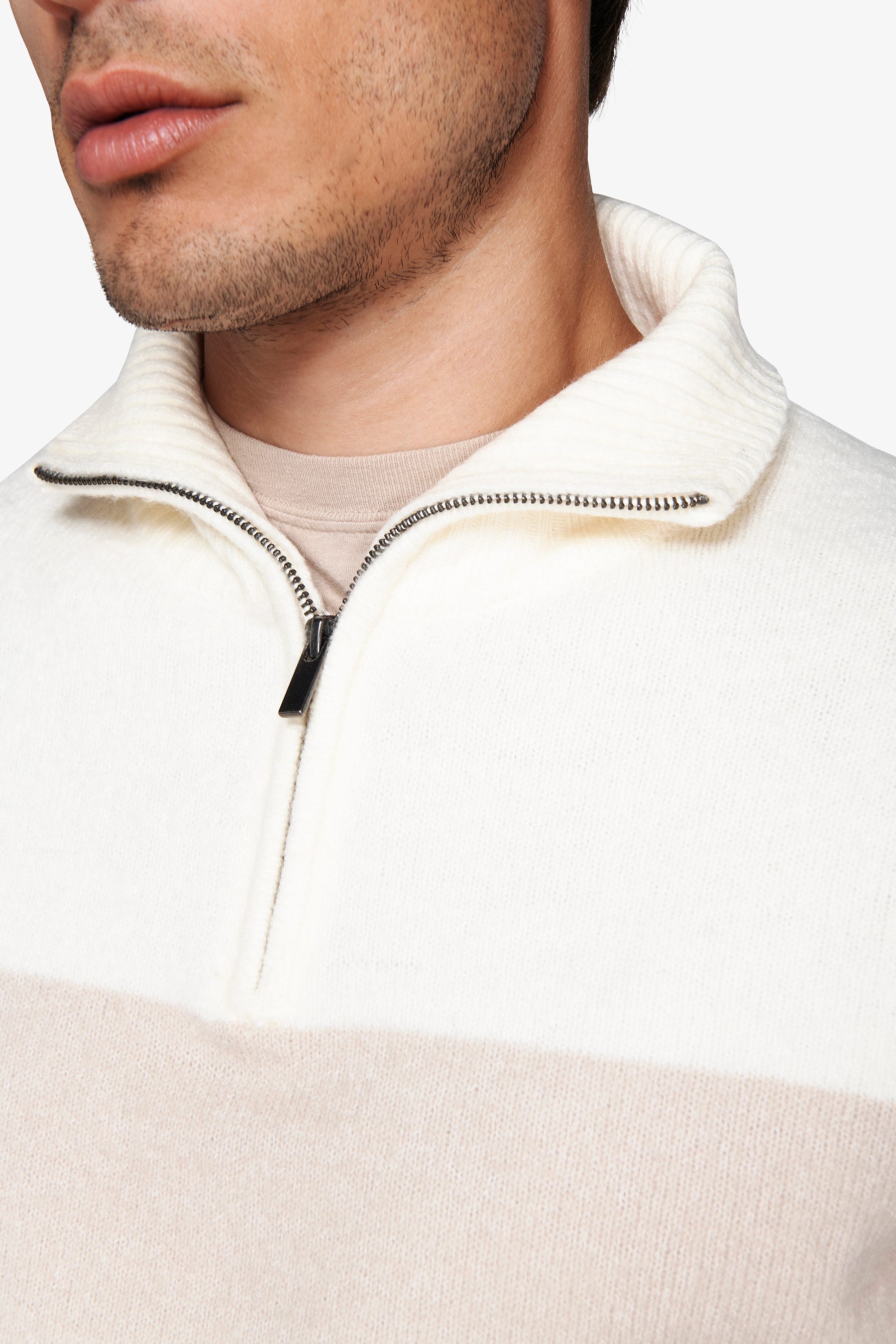 Maglia half zip color block panna-Dan John