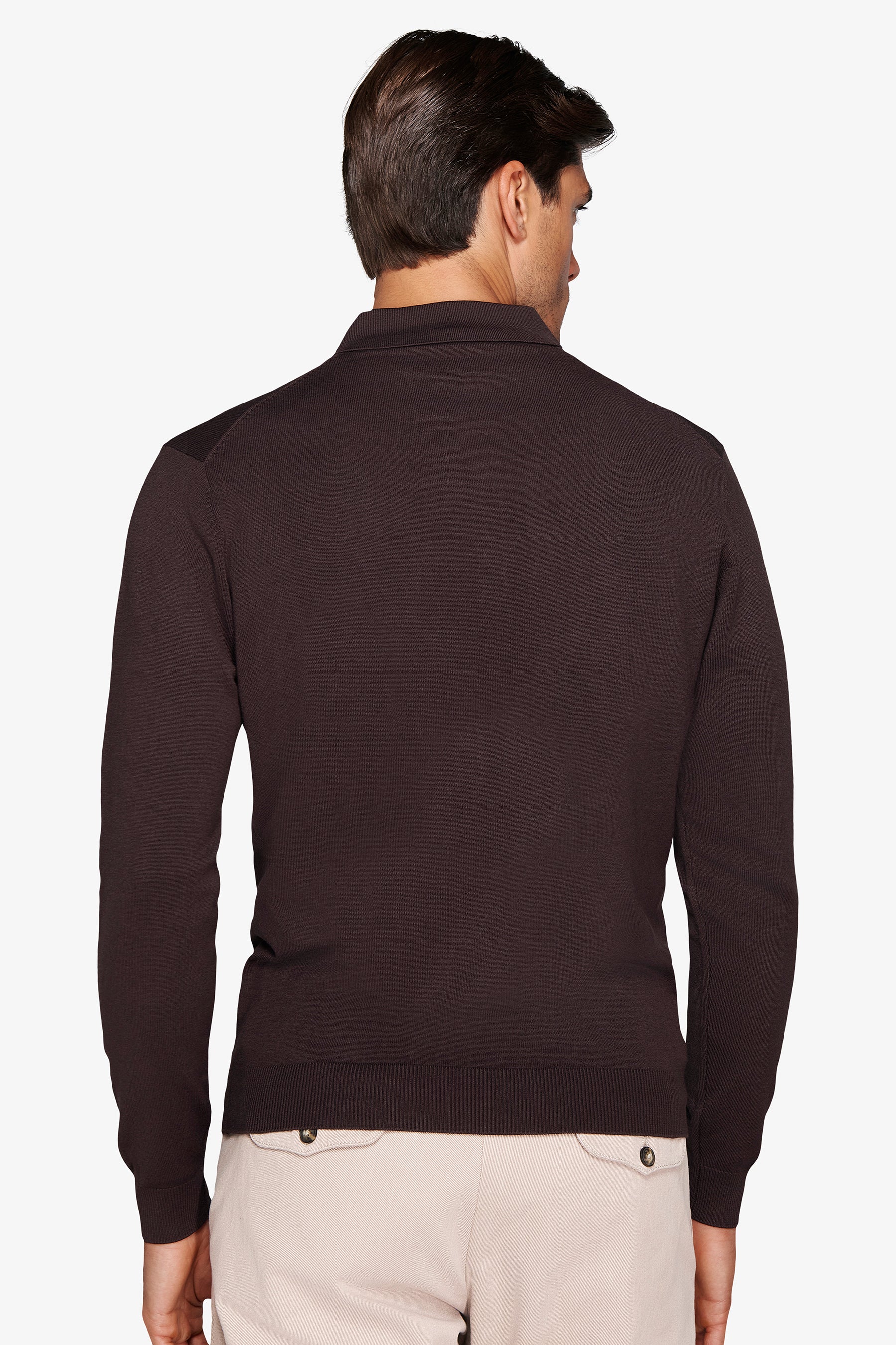 Polo in maglia con bottoni marrone