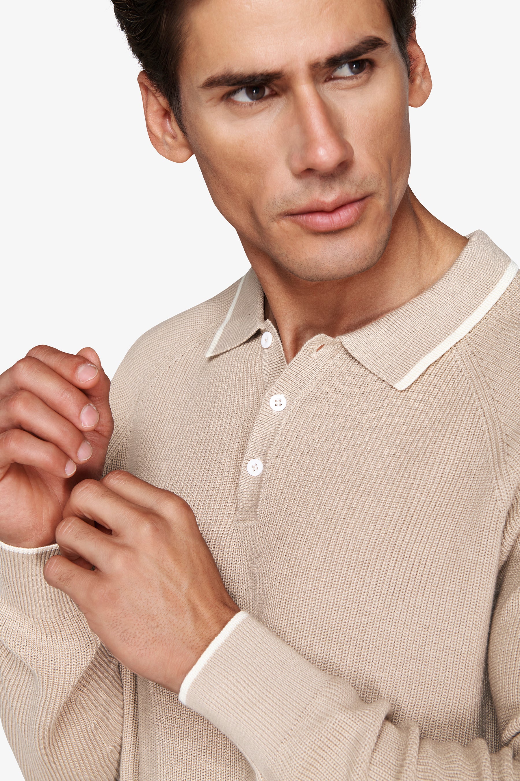 Polo de canalé de punto inglés arena DNJ