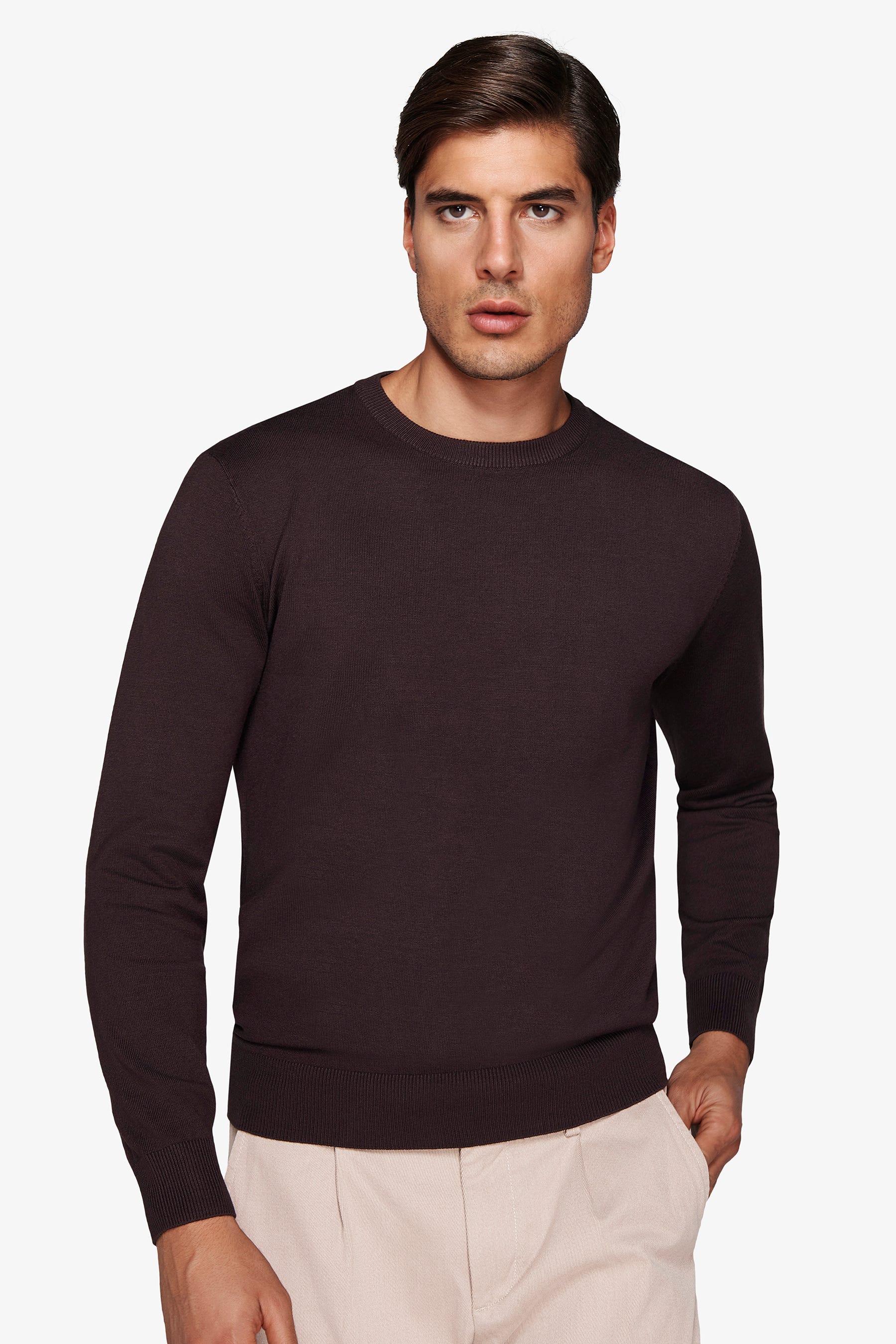 Maglia girocollo basic marrone-Dan John