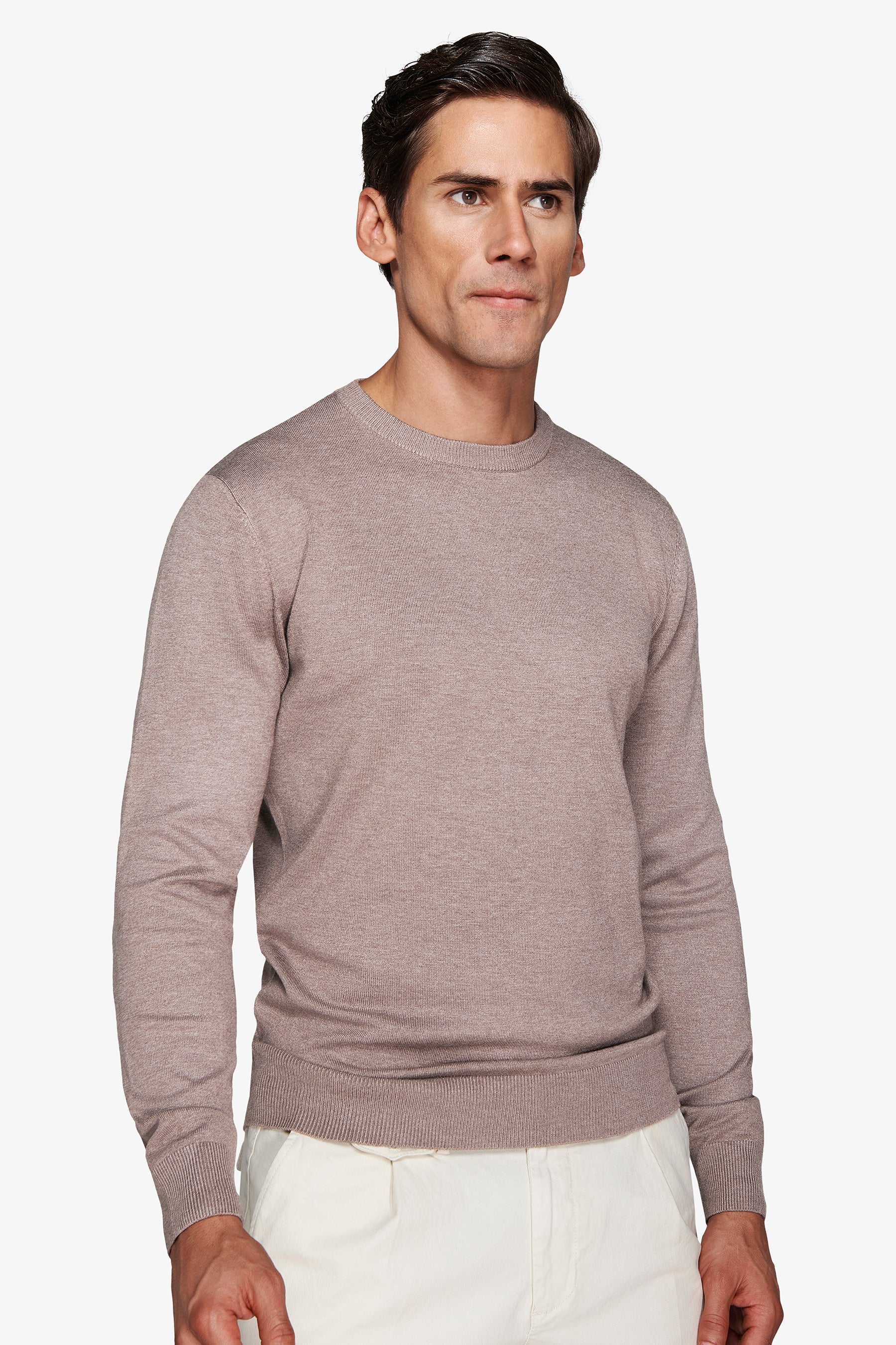 Maglia girocollo basic tortora