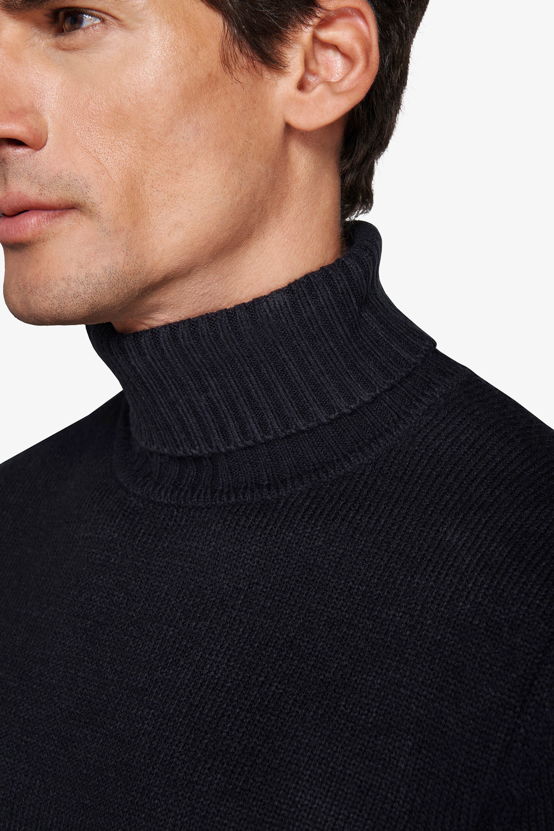 Maglia dolcevita effetto lambswool blu-Dan John