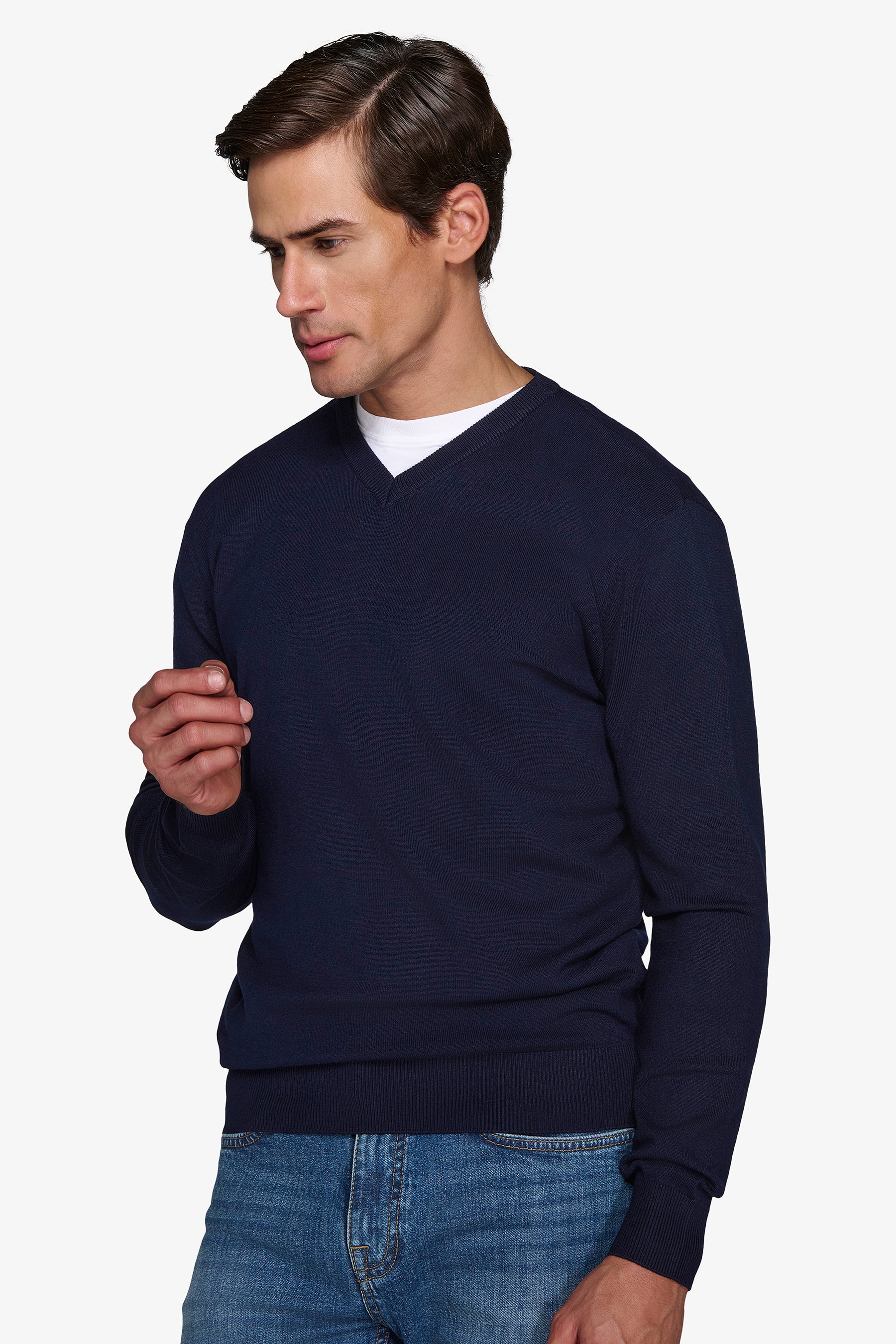 Maglia scollo a V blu