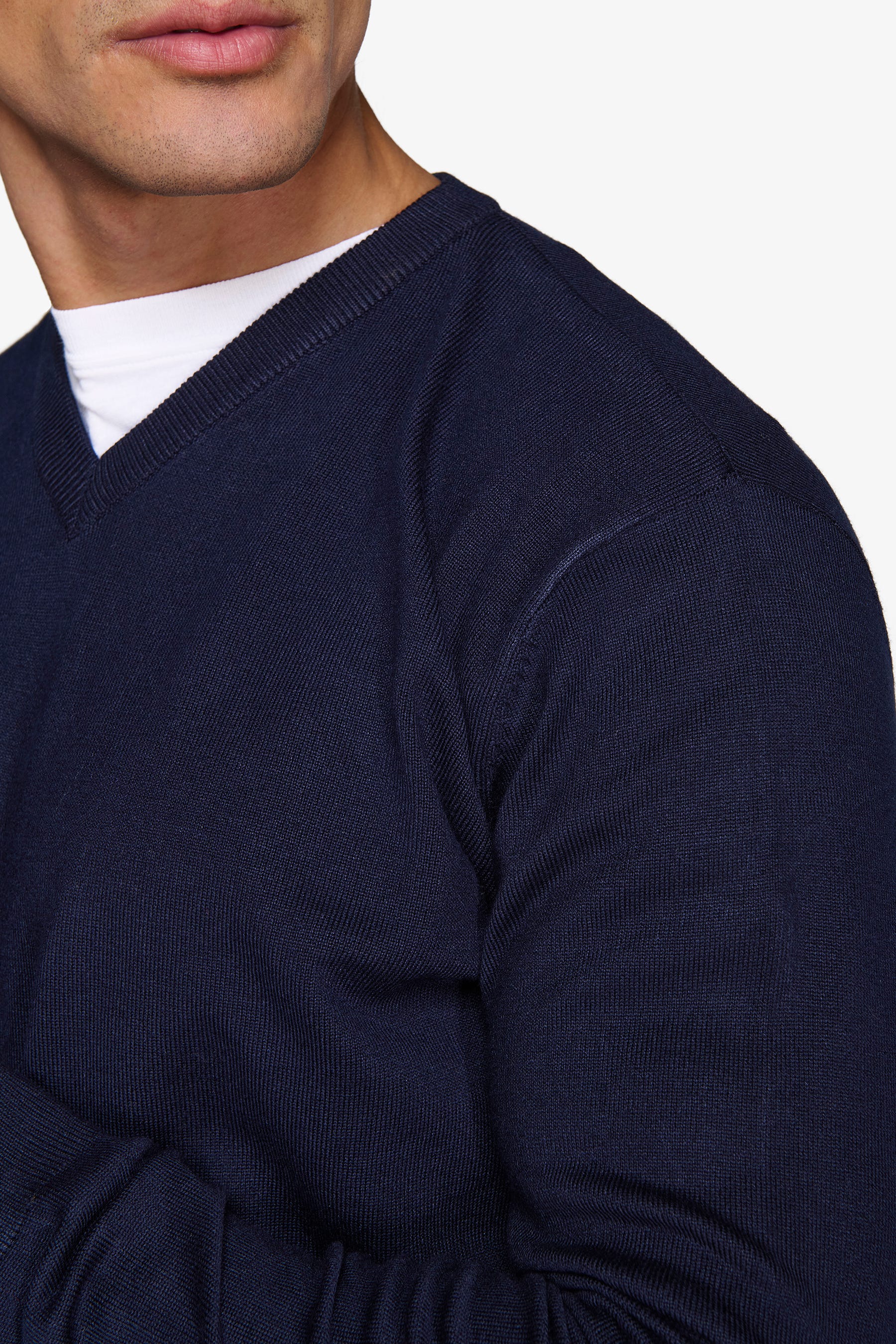 Maglia scollo a V blu-Dan John
