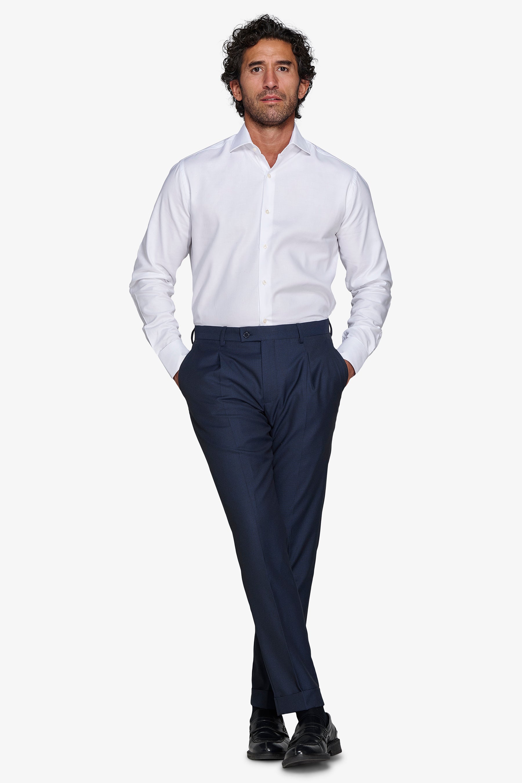 Camicia unita twill bianca slim