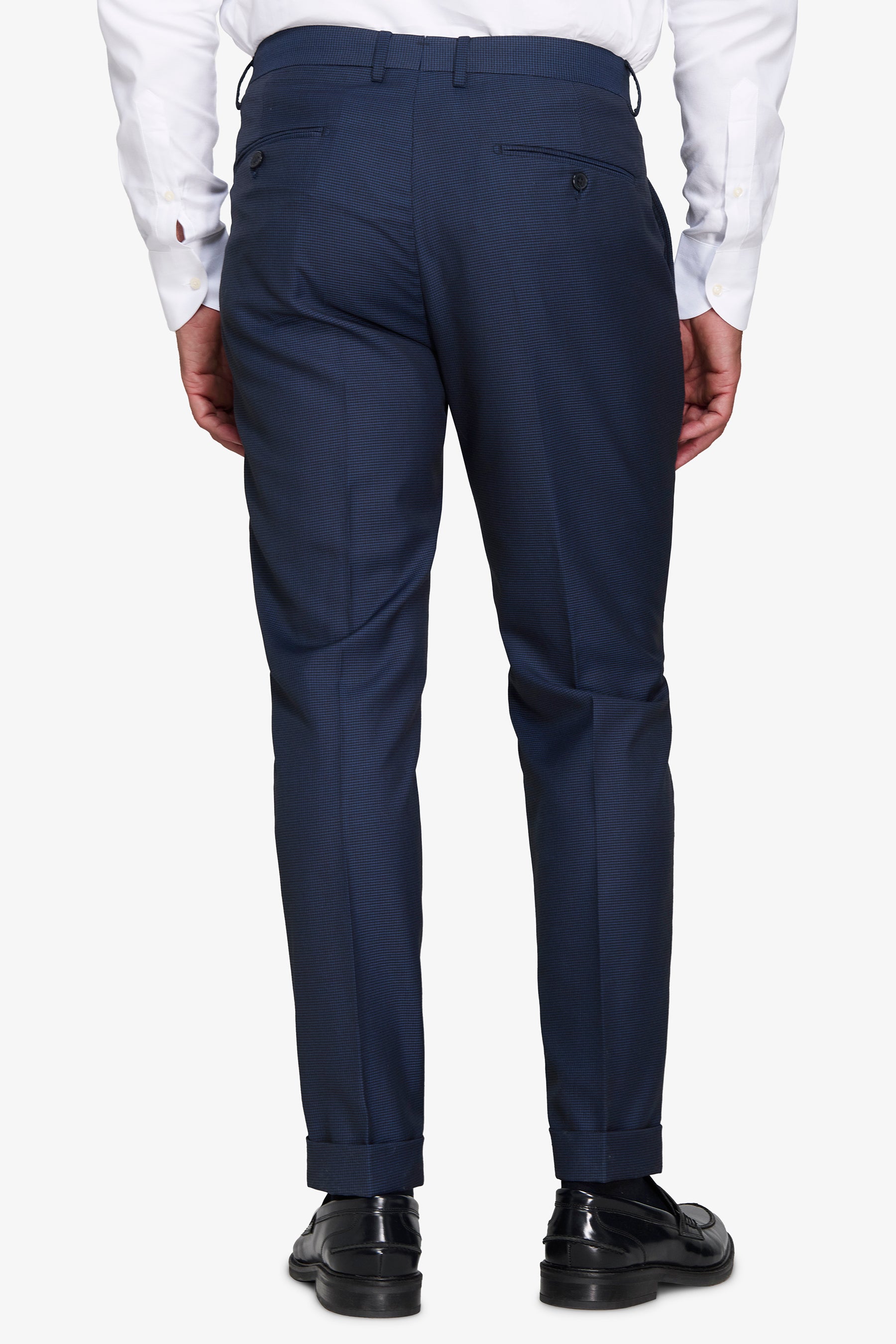 Pantalon pied-de-poule bleu turquoise