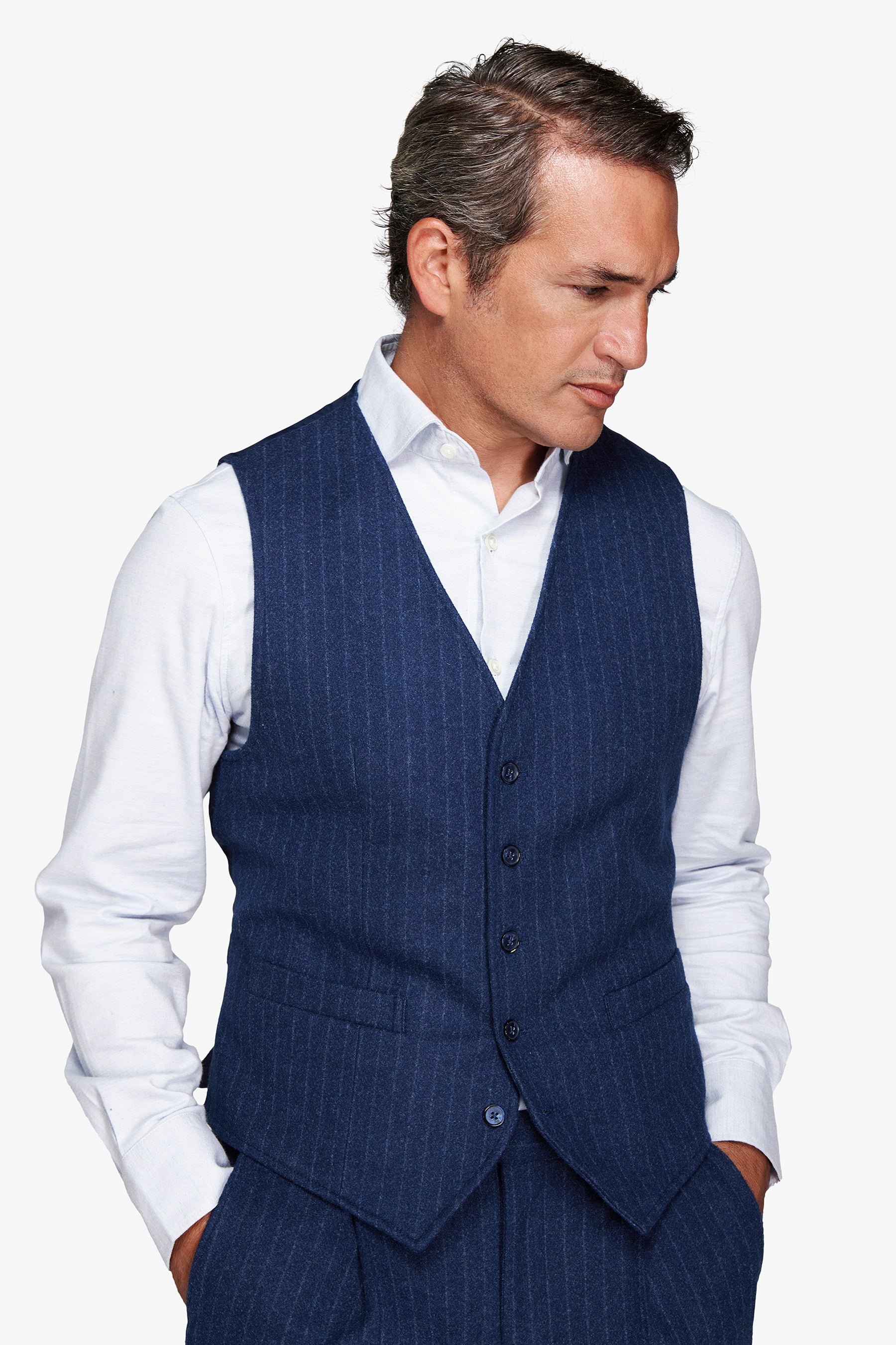 Gilet effet flanelle rayure diplomatique bleu turquoise