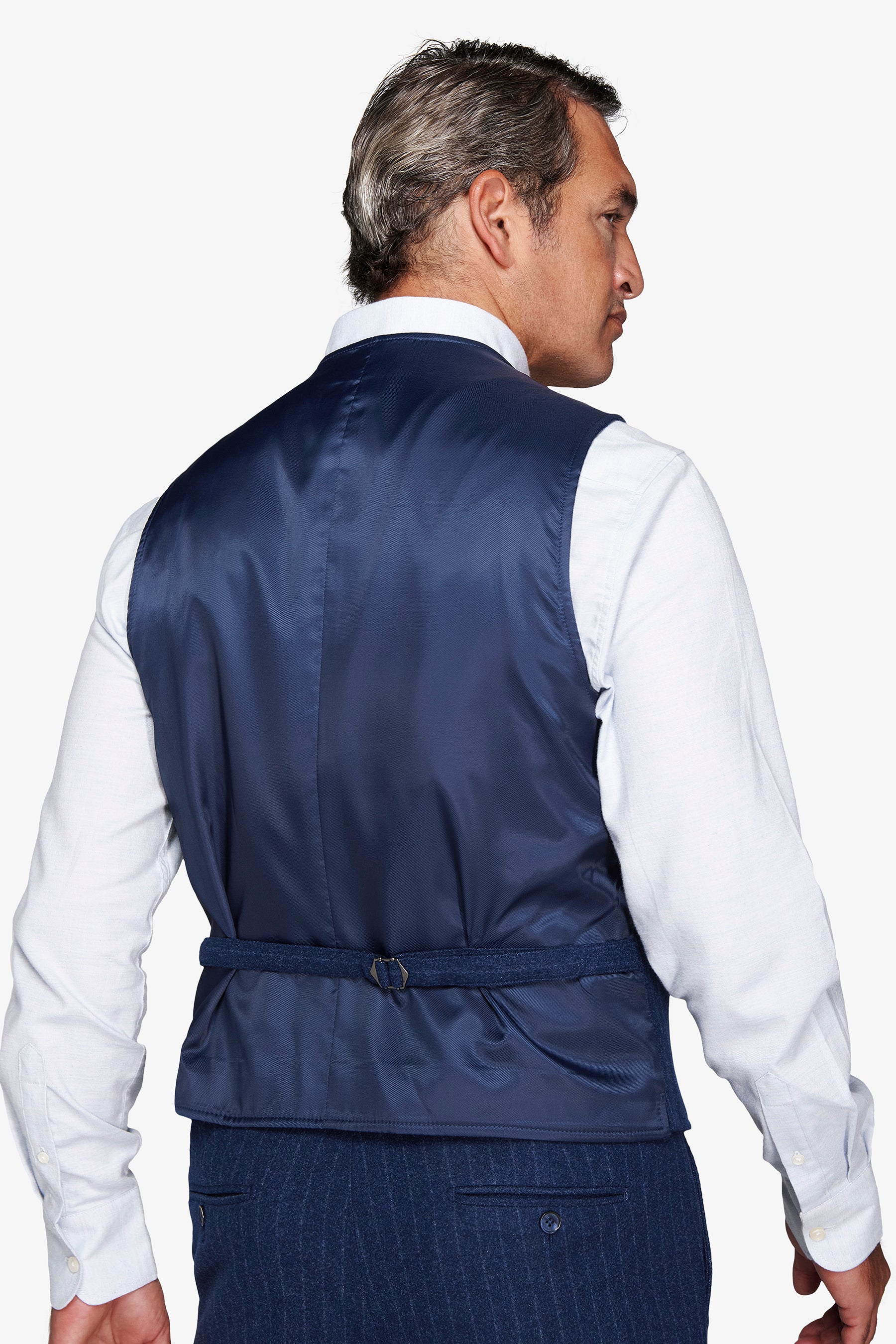 Gilet effet flanelle rayure diplomatique bleu turquoise