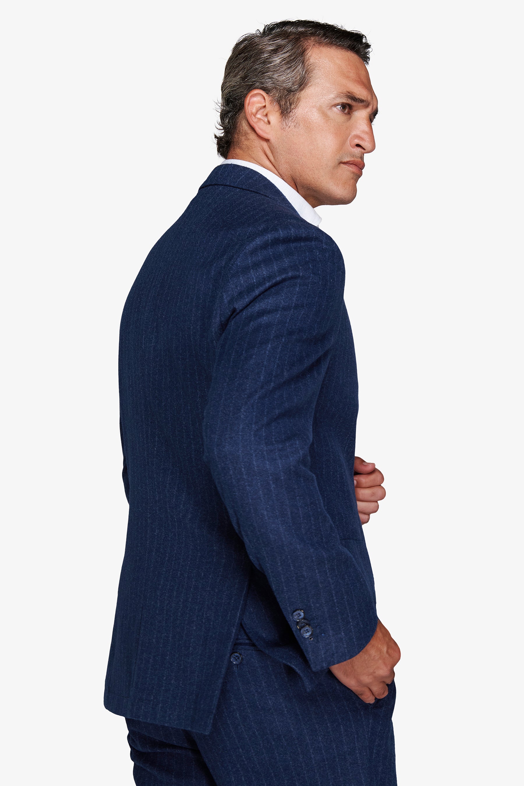 Avion blue flannel effect pinstripe blazer