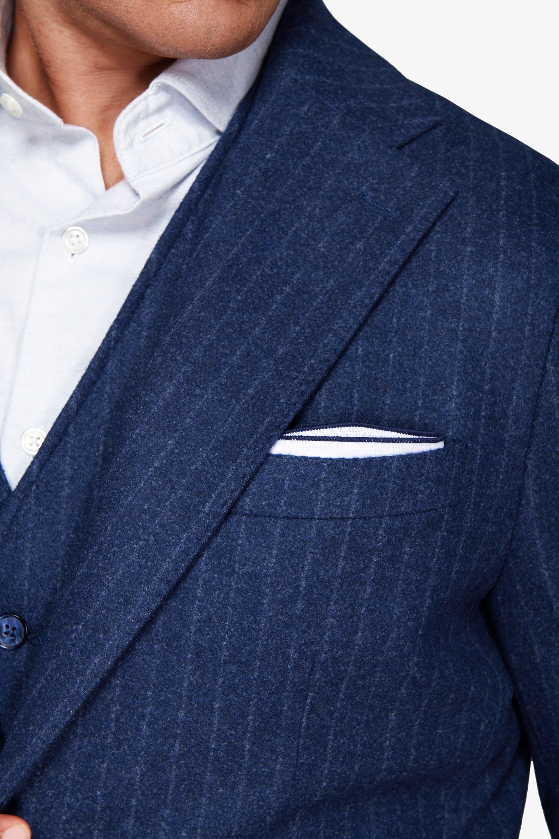 Avion blue flannel effect pinstripe blazer