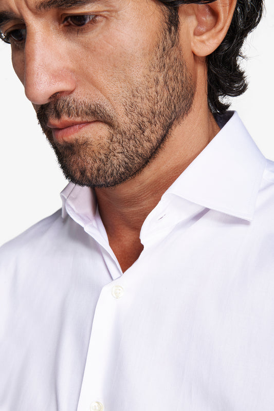 Camicia unita twill bianca slim
